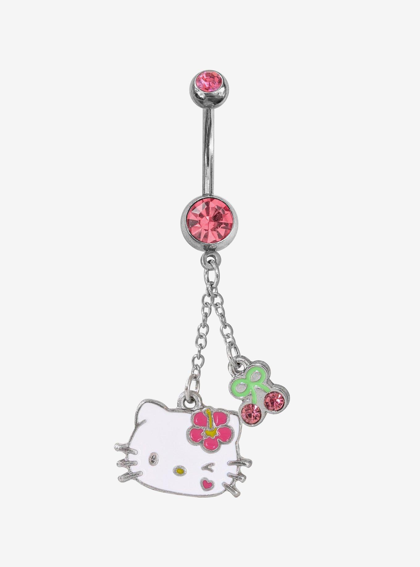 Steel Hello Kitty Angel Navel Barbell, , hi-res