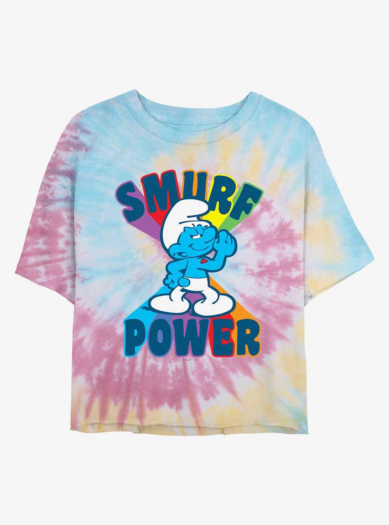 The Smurfs Smurf Power Tie Dye Crop T-Shirt, BLUPNKLY, hi-res