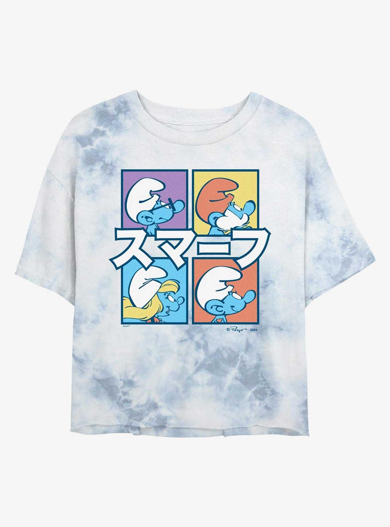 The Smurfs Smurfs Box Up Tie Dye Crop Girls T-Shirt, , hi-res