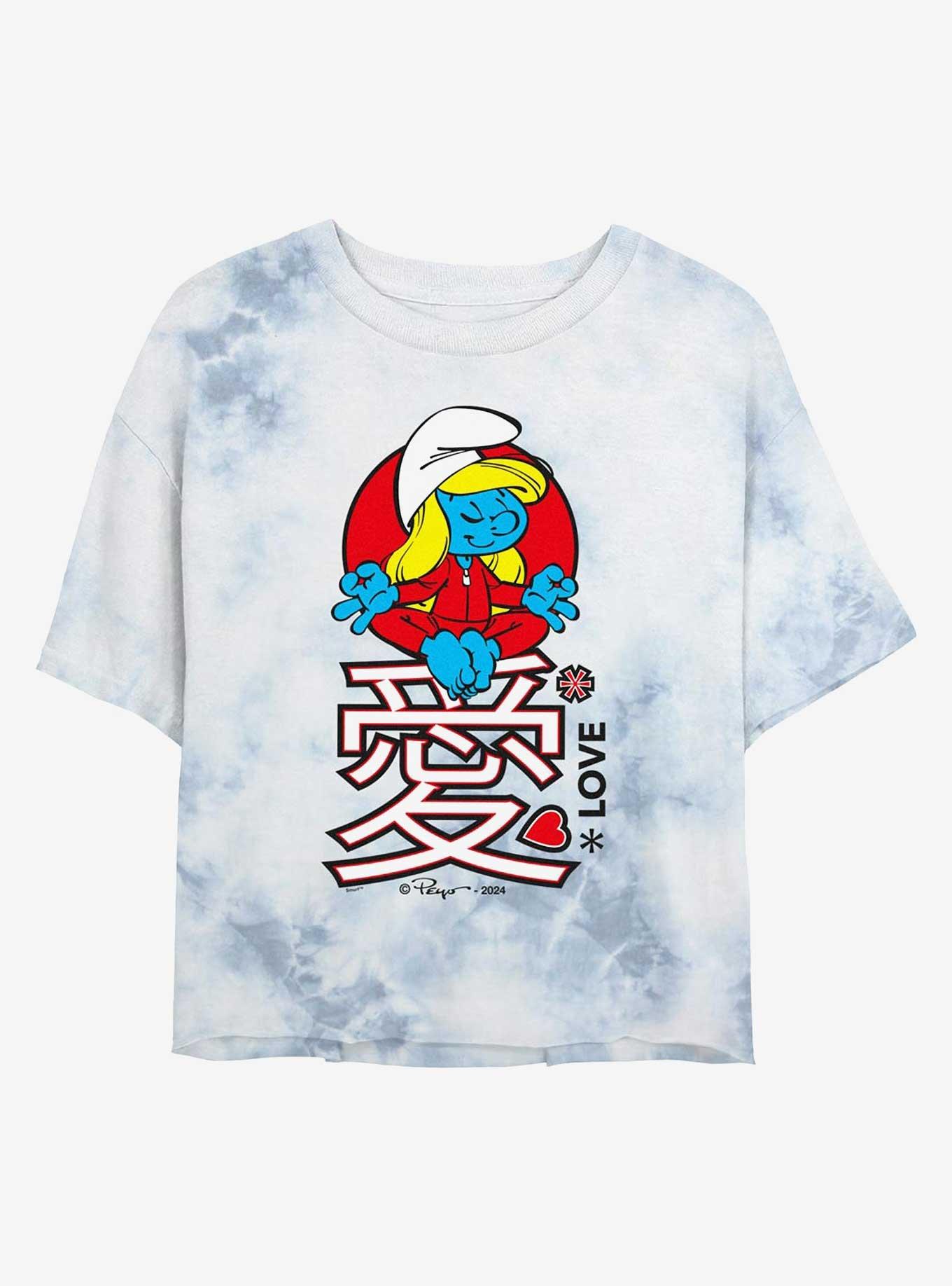 The Smurfs Love Smurfette Tie Dye Crop Girls T-Shirt, WHITEBLUE, hi-res
