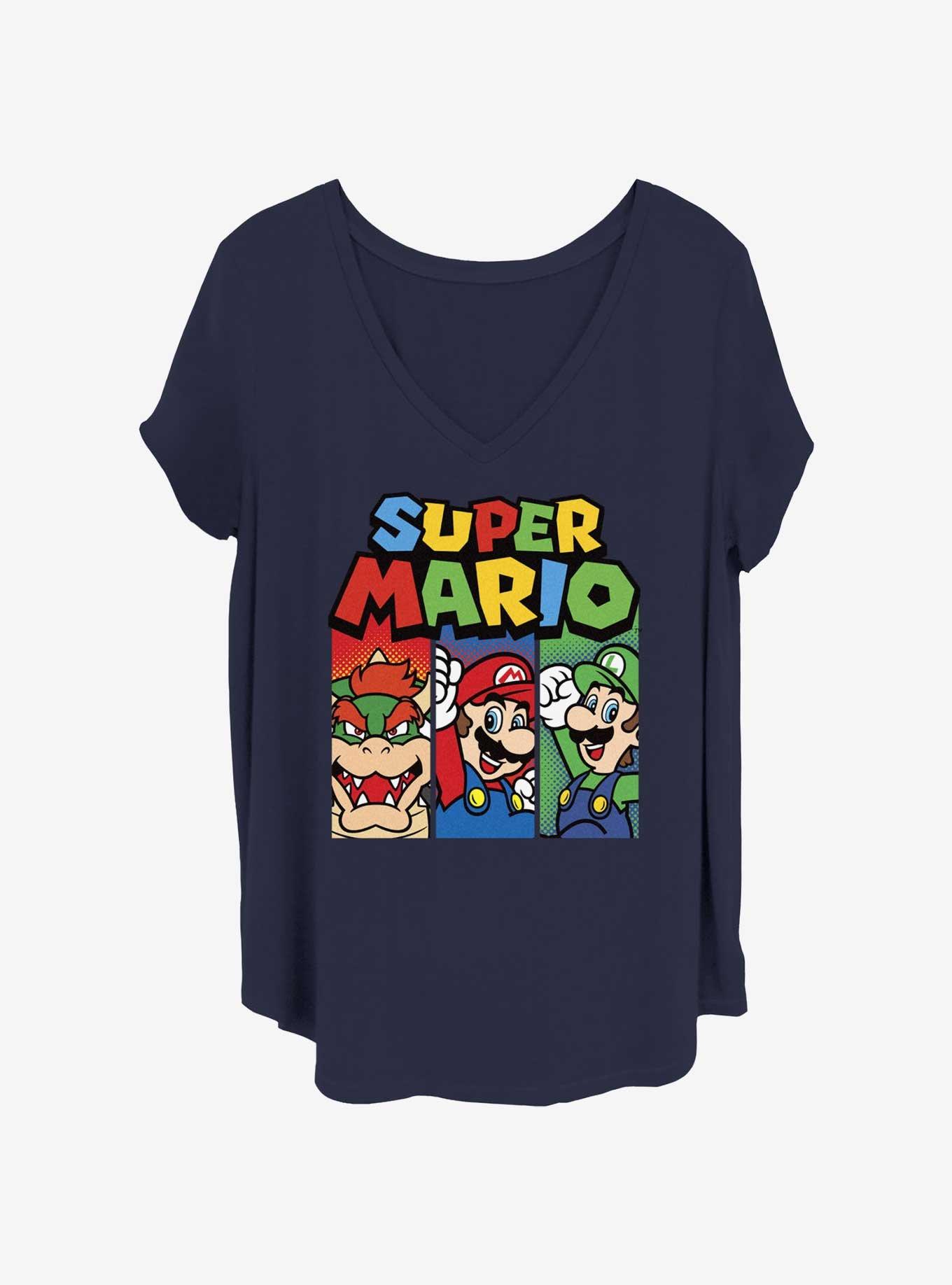 Nintendo Panels Womens T-Shirt Plus Size, NAVY, hi-res