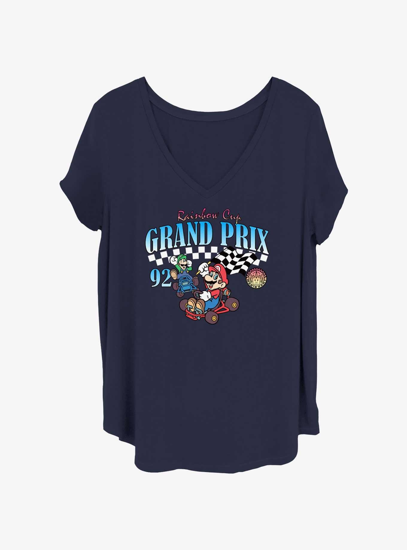 Nintendo Mario Bros Grand Prix Womens T-Shirt Plus Size, NAVY, hi-res