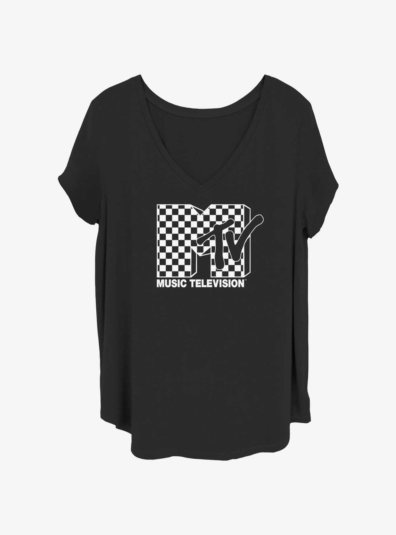 MTV Checkered Logo Womens T-Shirt Plus Size, , hi-res