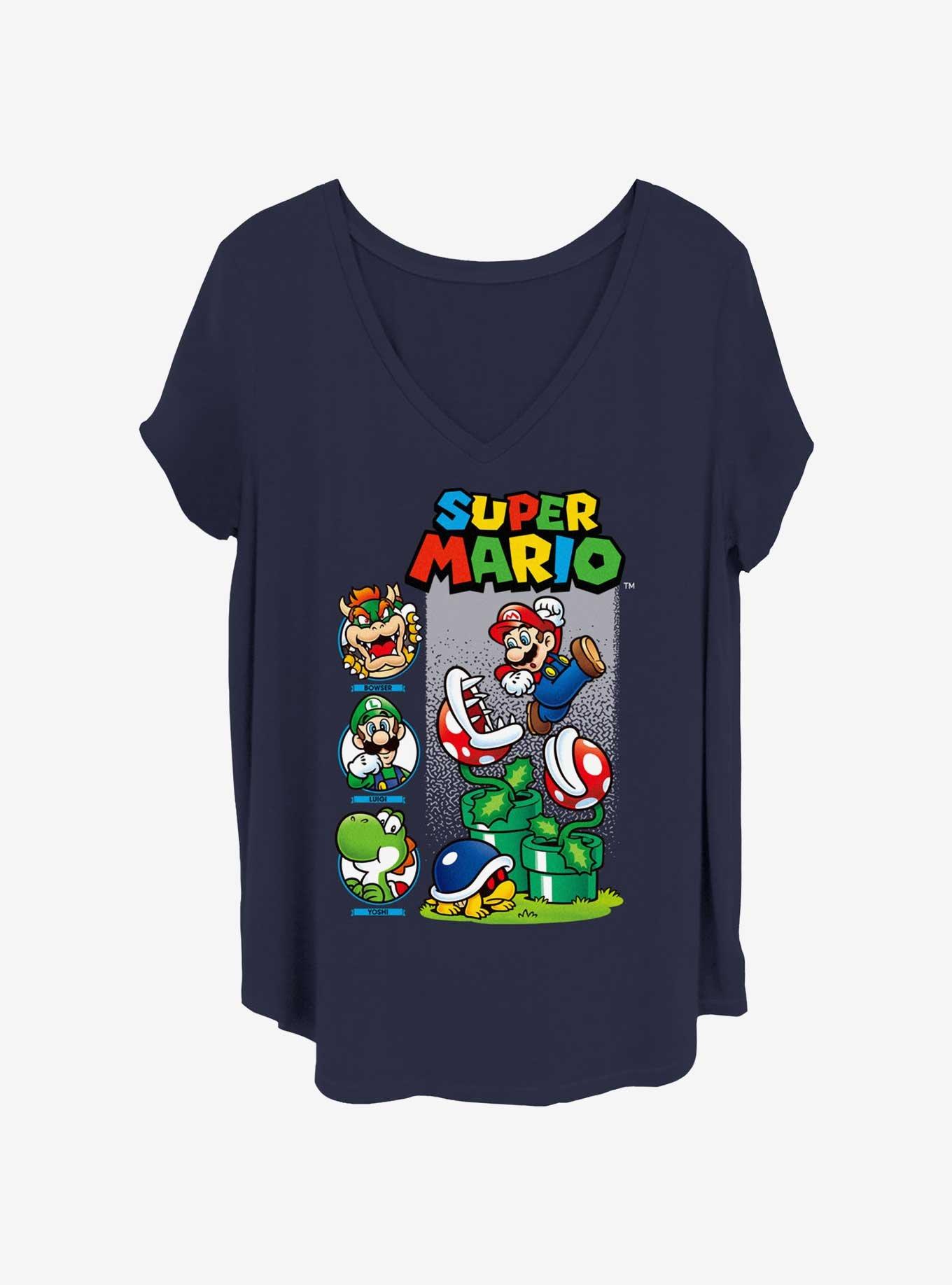 Nintendo Mario Comic Womens T-Shirt Plus Size, NAVY, hi-res