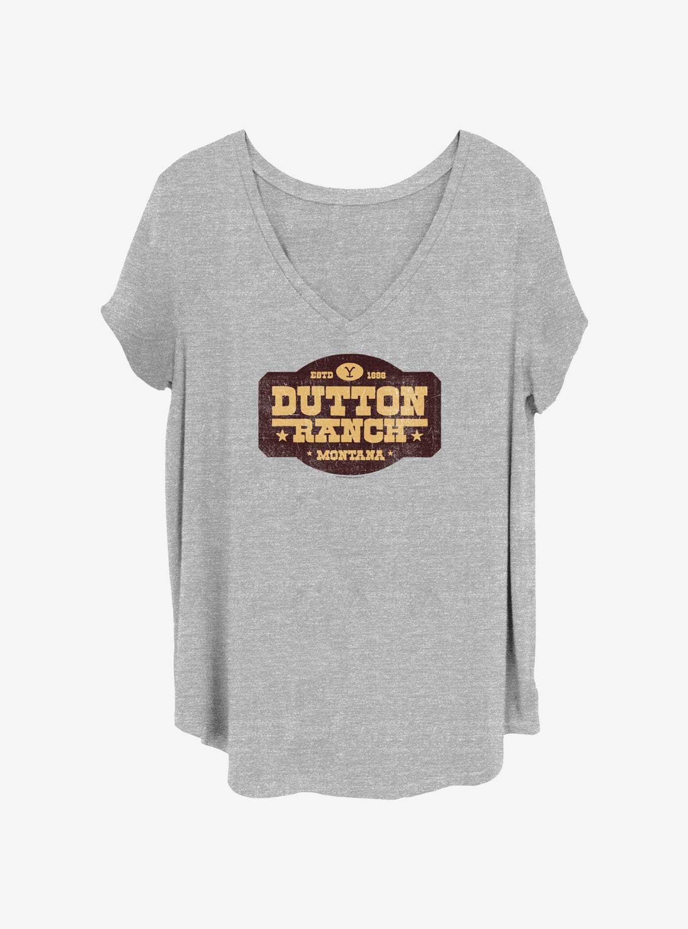 Yellowstone Dutton Ranch Distressed Sign Womens T-Shirt Plus Size