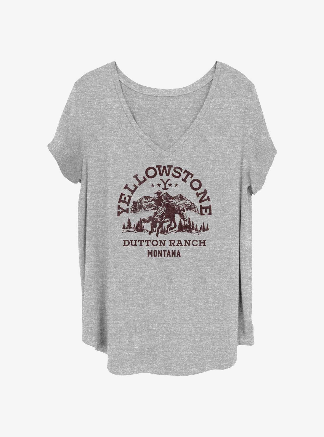 Yellowstone Vintage Womens T-Shirt Plus Size, HEATHER GR, hi-res