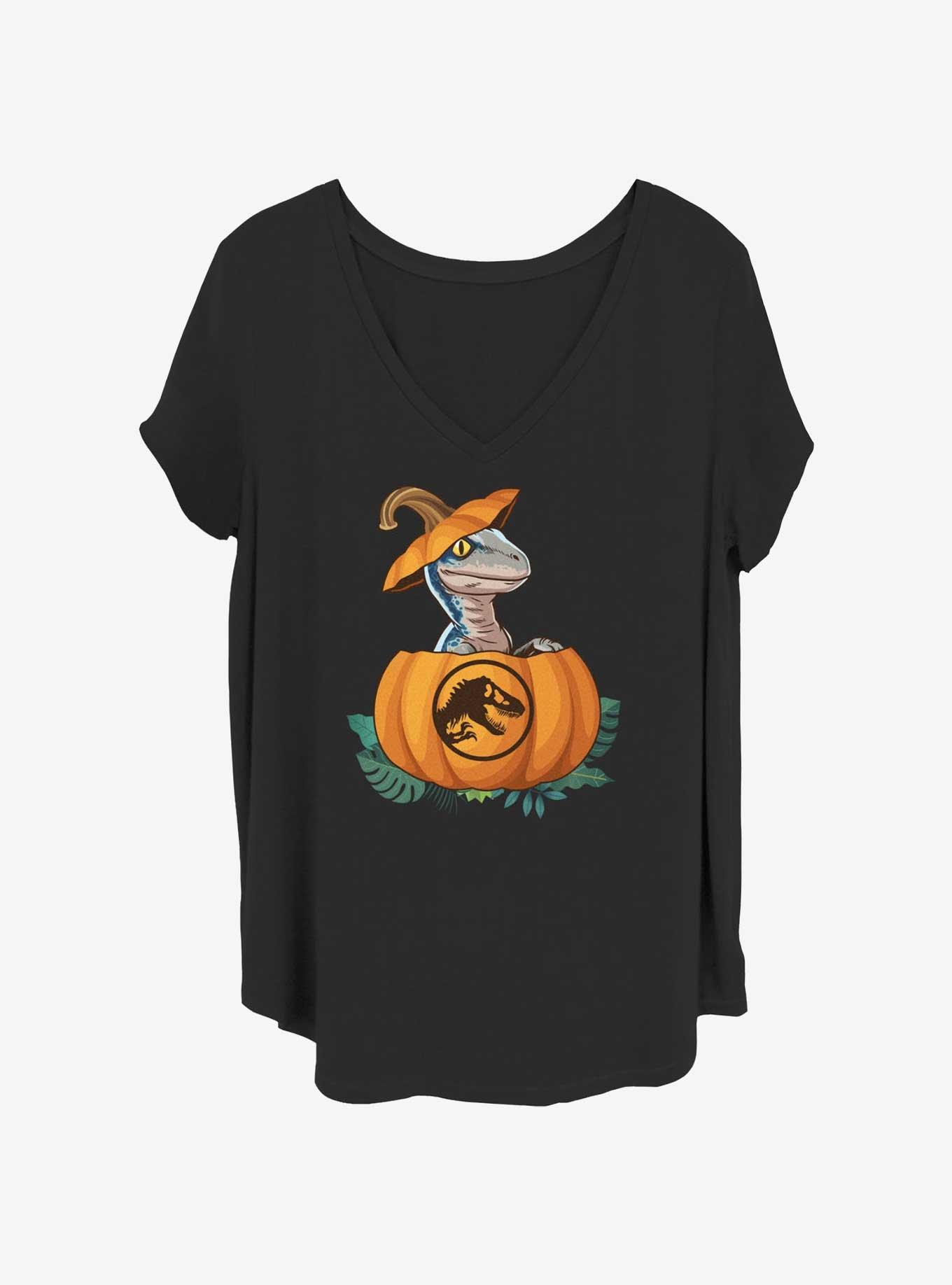 Jurassic Park Raptor Pumpkin Hatch Womens T-Shirt Plus Size, BLACK, hi-res