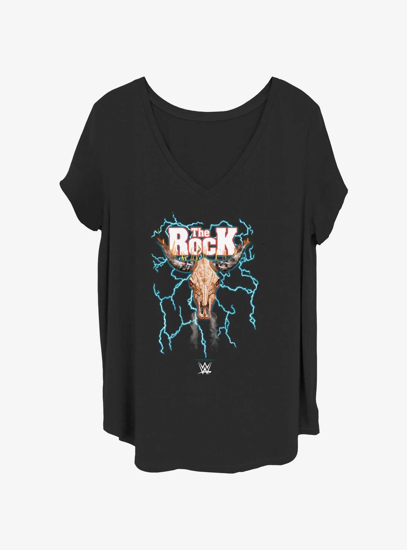 WWE Rock Bull Skull Womens T-Shirt Plus Size, BLACK, hi-res