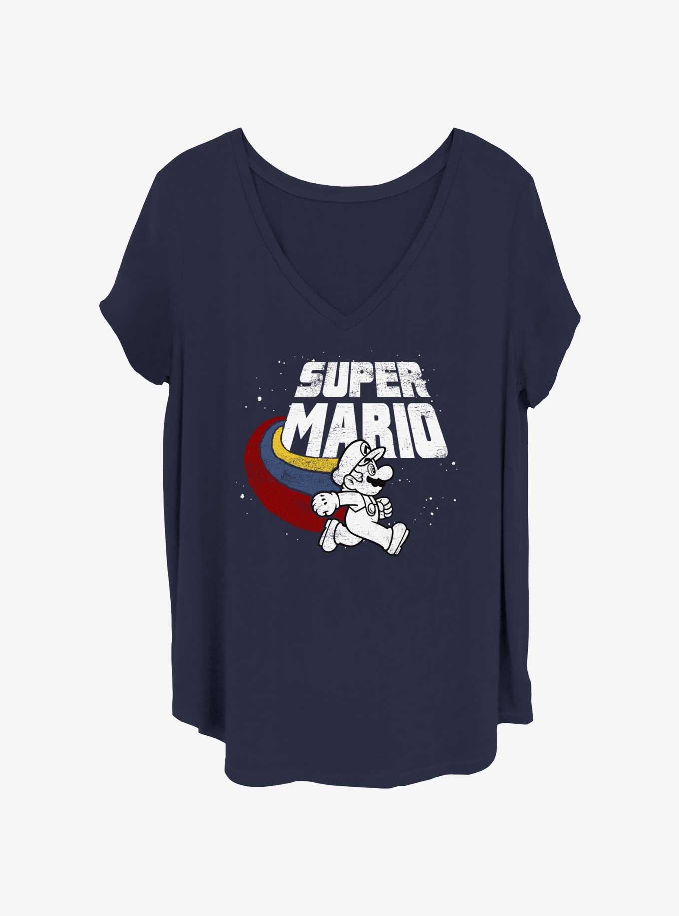 Nintendo Mario Fly By Womens T-Shirt Plus Size, NAVY, hi-res