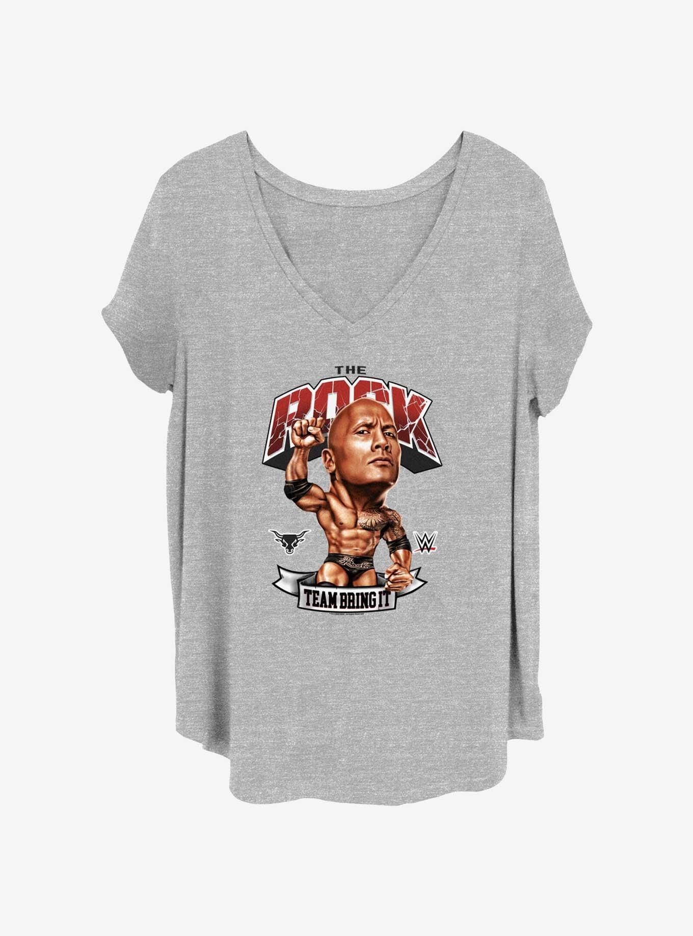 WWE Big Head Rock Womens T-Shirt Plus Size, HEATHER GR, hi-res