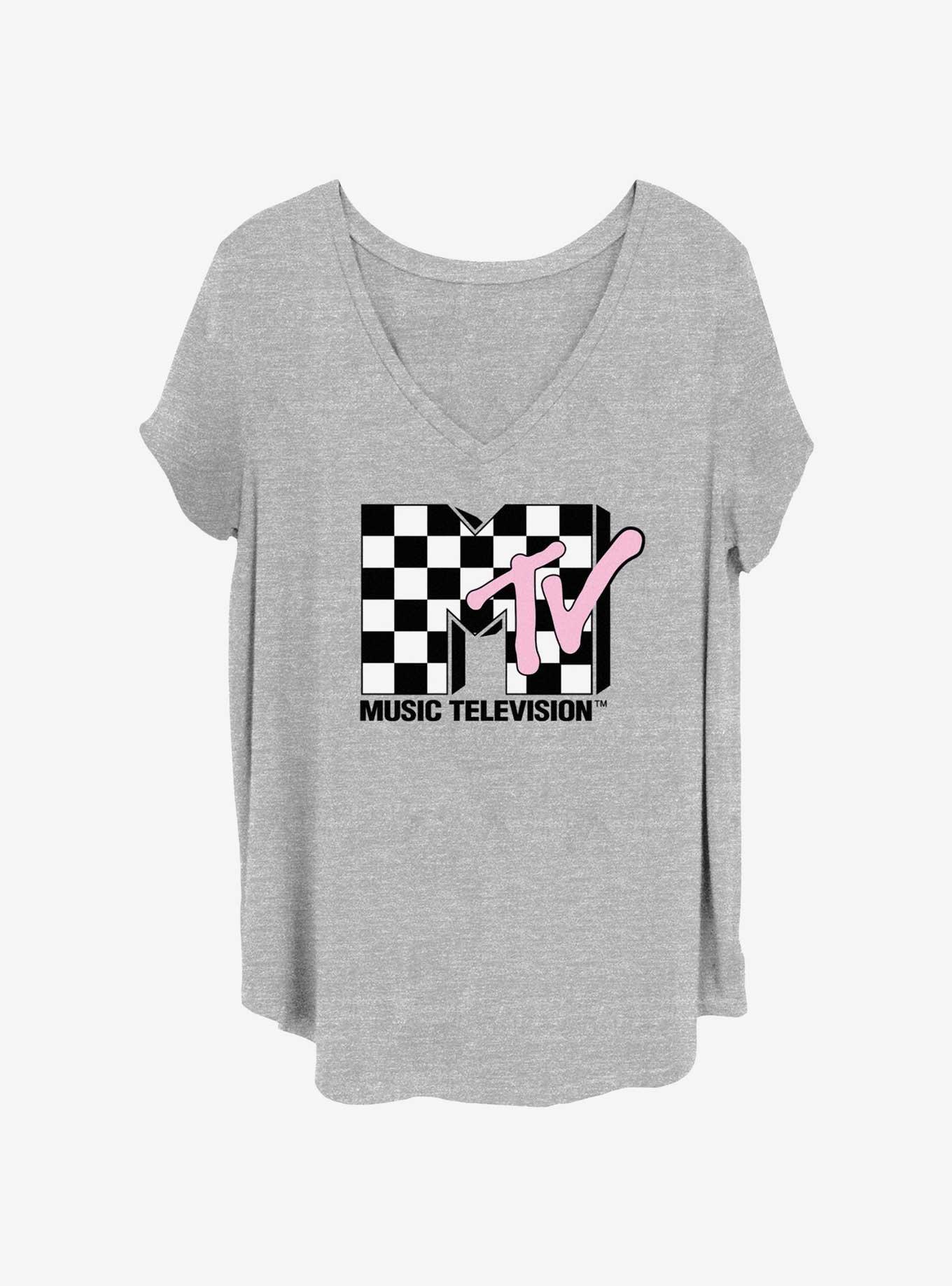 MTV Checkered MTV Logo Womens T-Shirt Plus Size, , hi-res