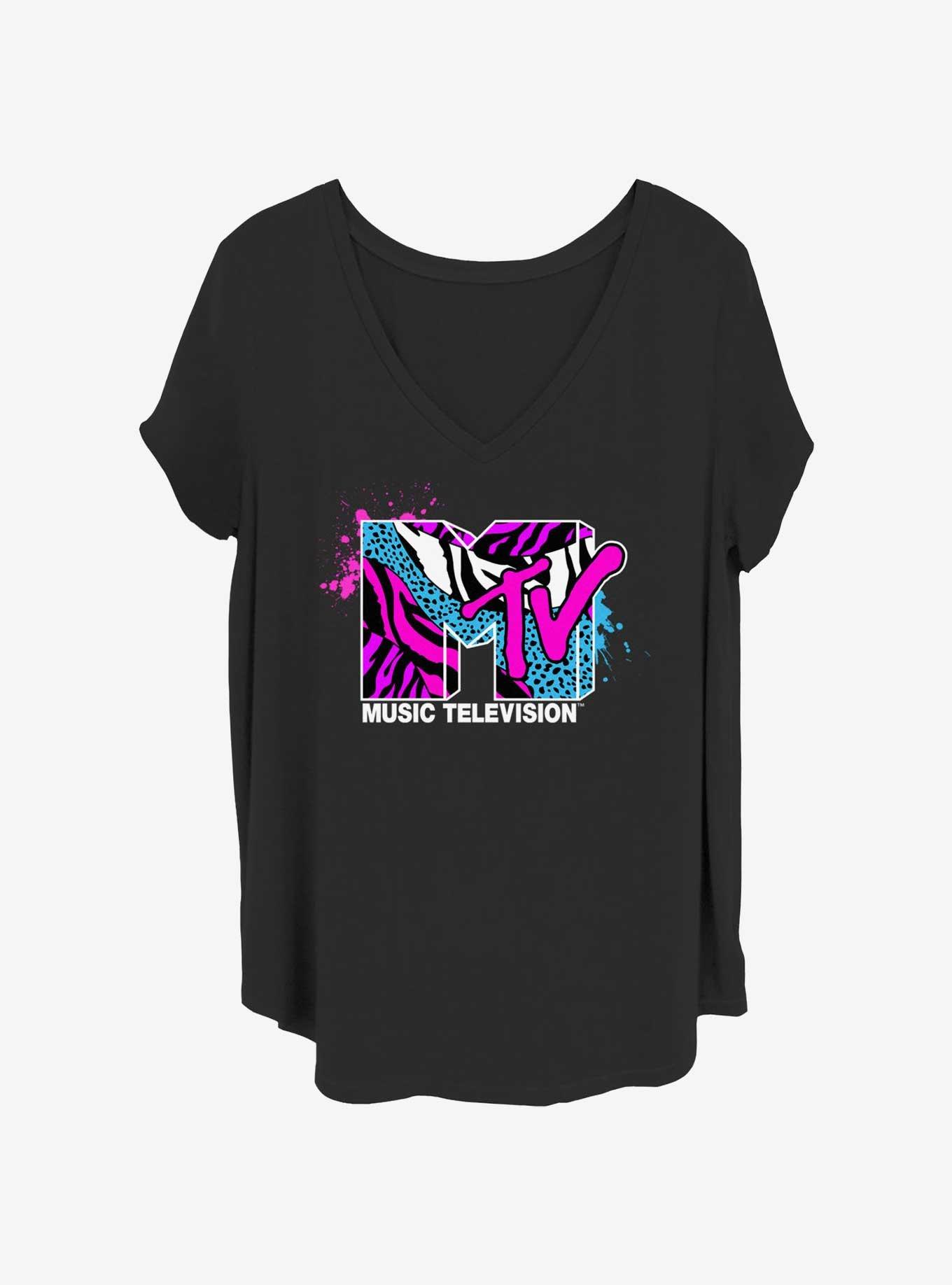 MTV Zebra Splatter Womens T-Shirt Plus Size, BLACK, hi-res