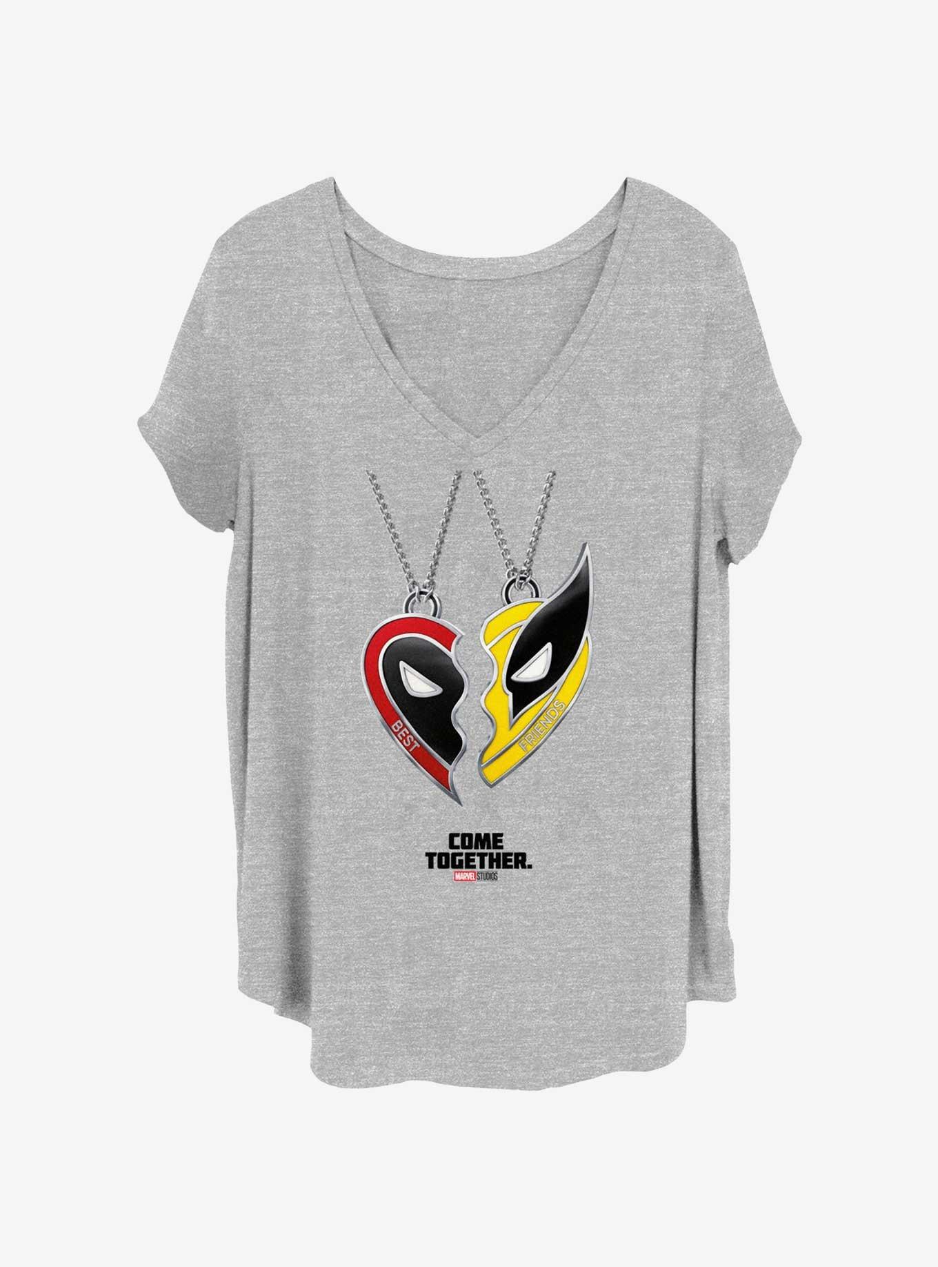 Marvel Deadpool & Wolverine Best Friend Necklace Womens T-Shirt Plus Size, HEATHER GR, hi-res