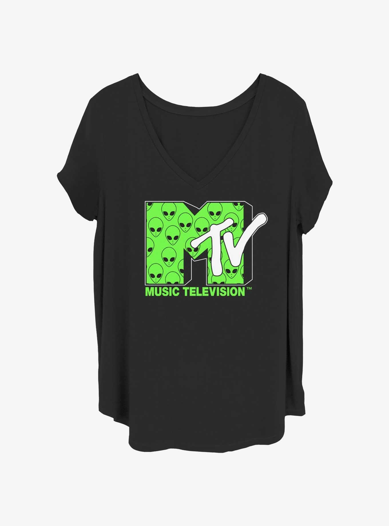 MTV Alien Womens T-Shirt Plus Size, BLACK, hi-res