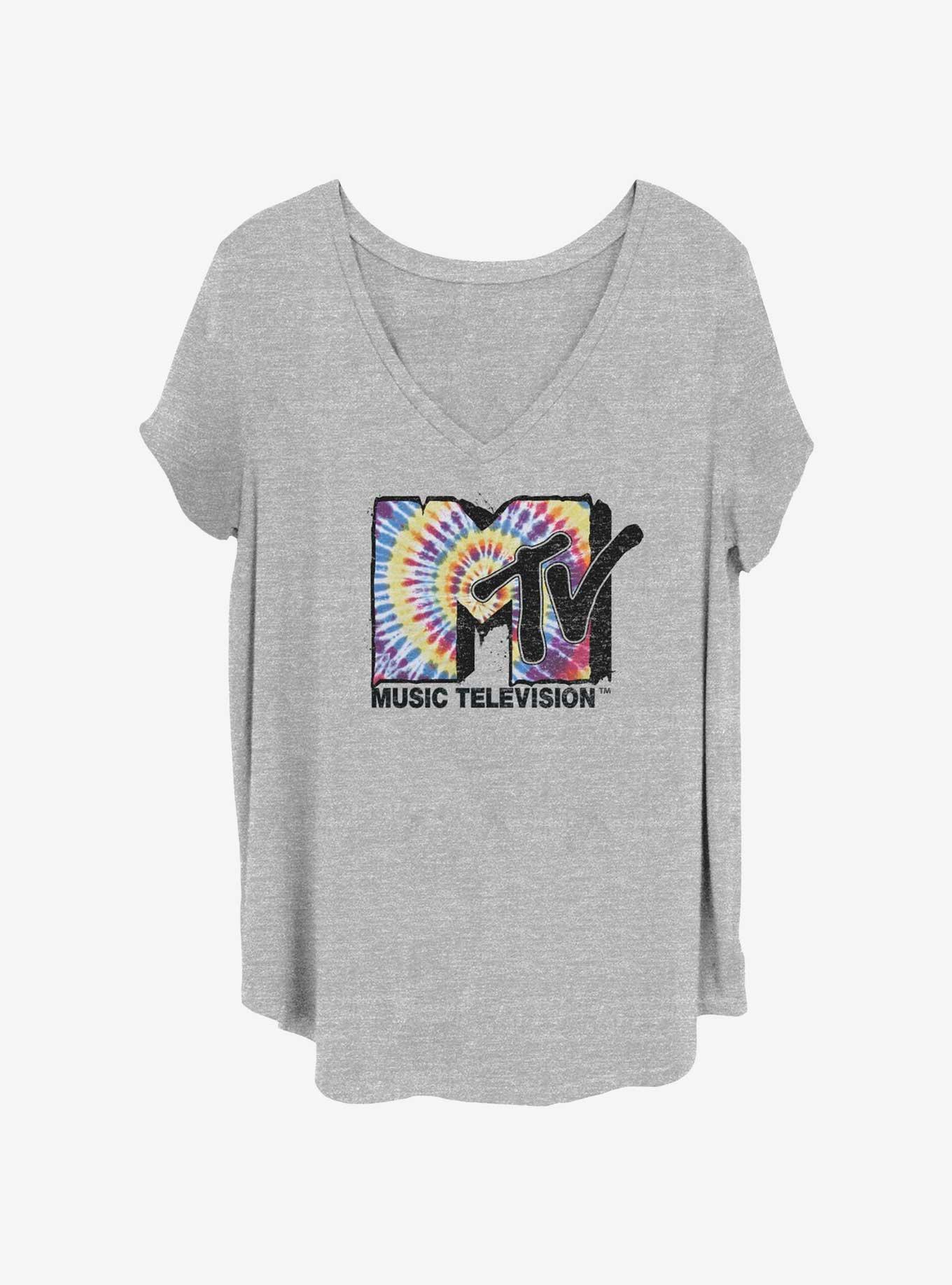 MTV Groovy Womens T-Shirt Plus Size, HEATHER GR, hi-res