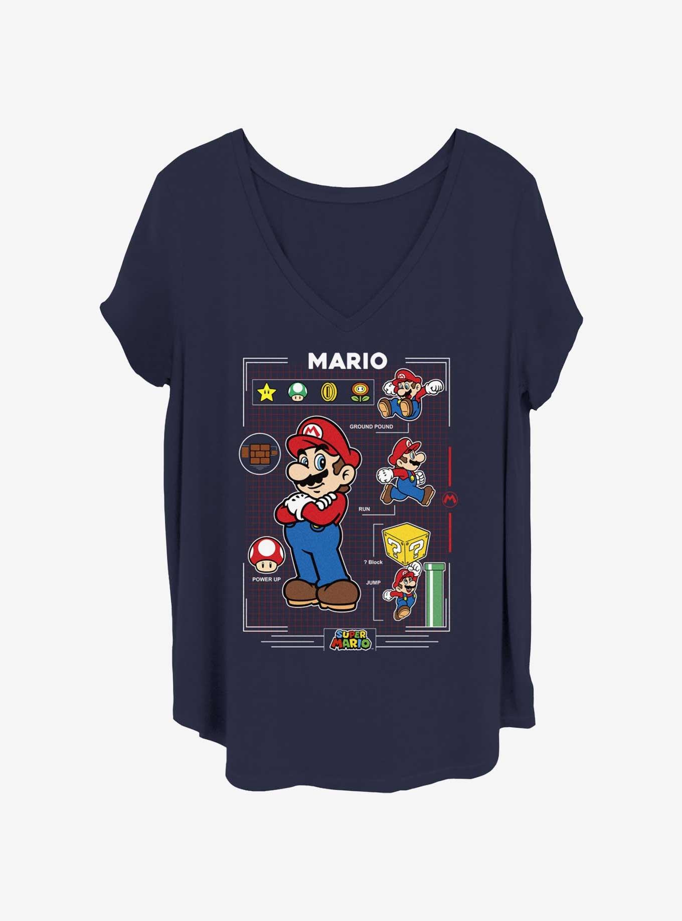 Nintendo Mario Grid Womens T-Shirt Plus Size, NAVY, hi-res