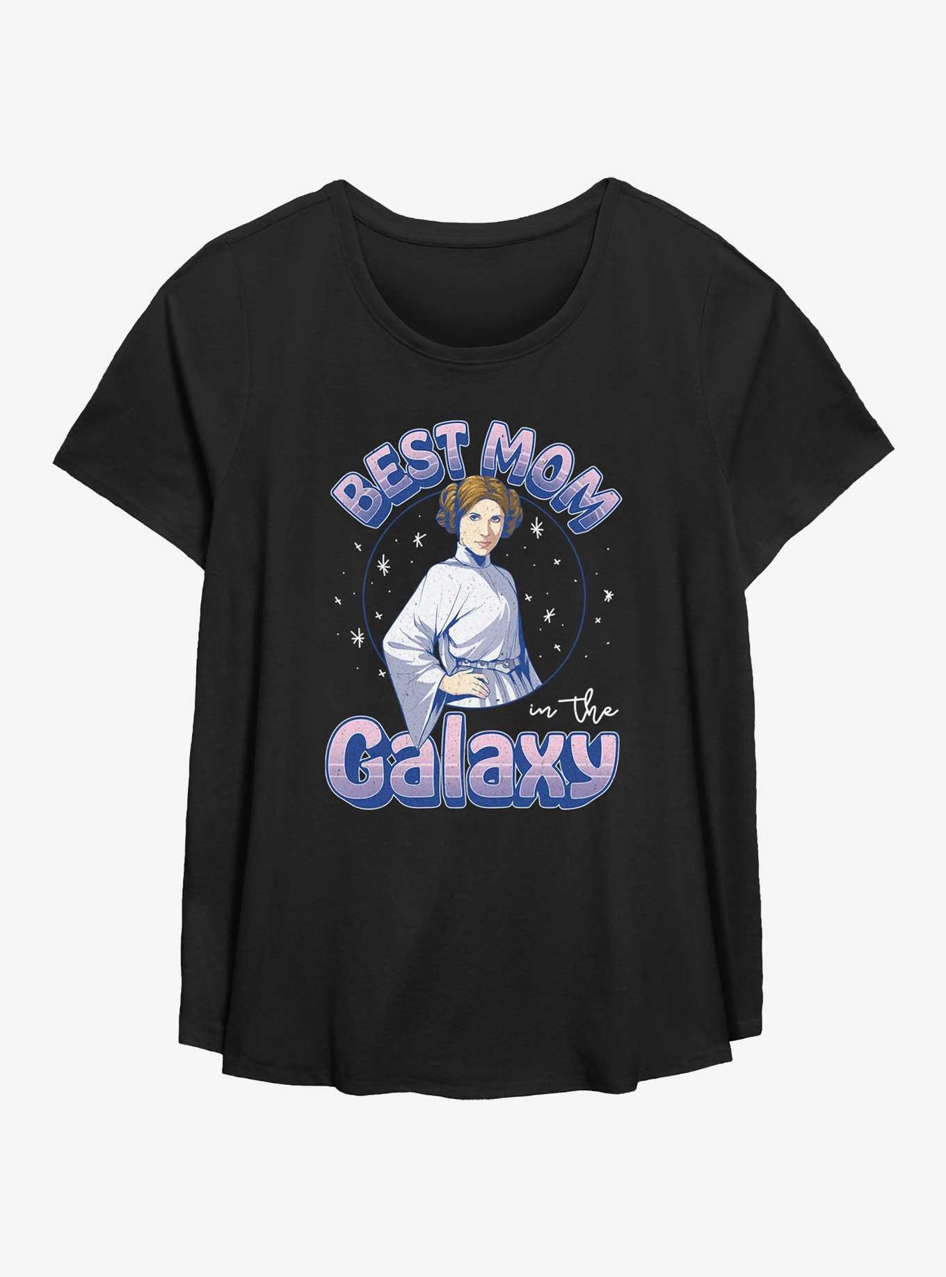 Star Wars Best Mom In Galaxy Princess Leia Womens T-Shirt Plus Size, BLACK, hi-res