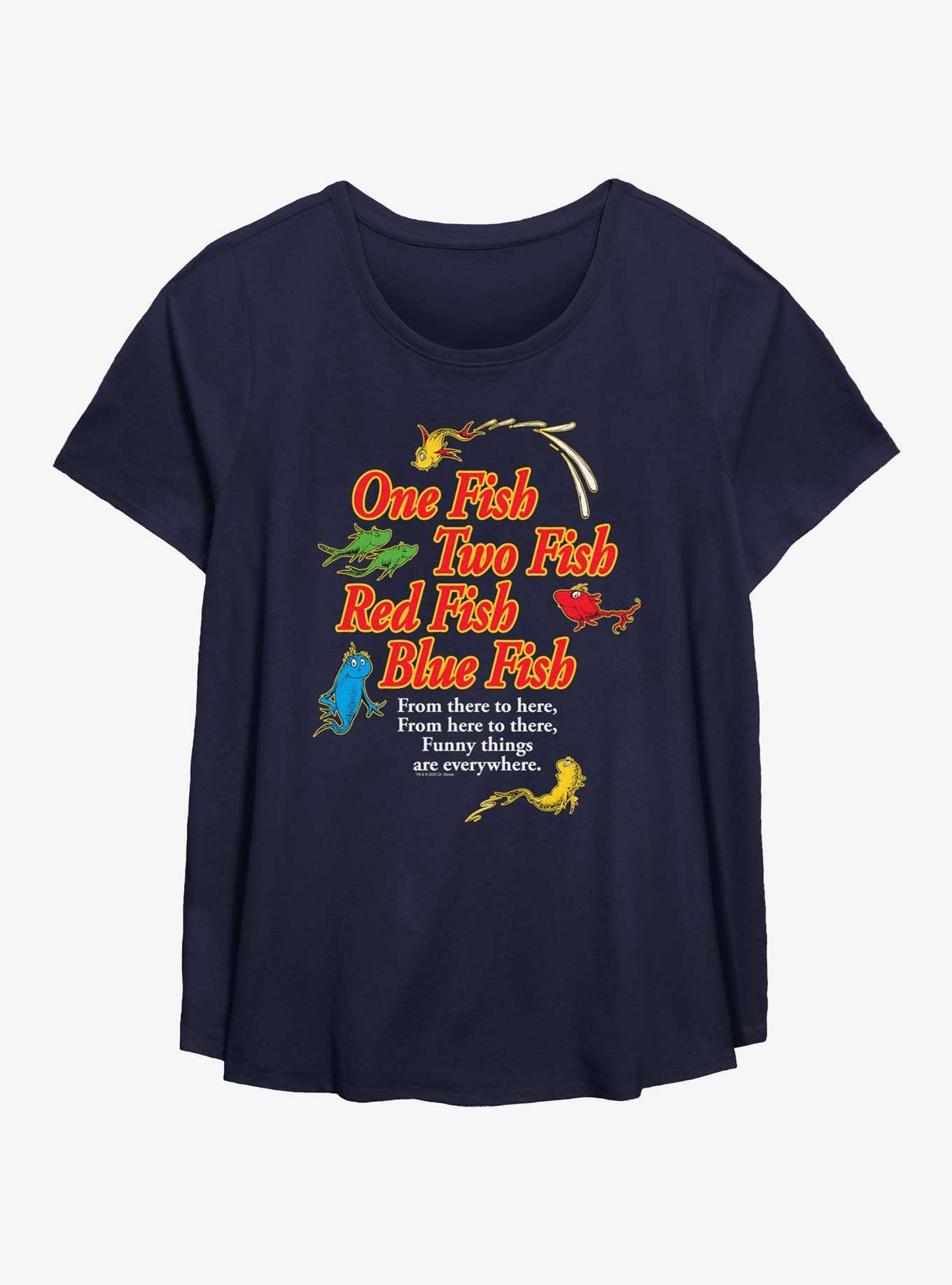 Dr. Seuss Fishy Business Womens T-Shirt Plus Size, NAVY, hi-res