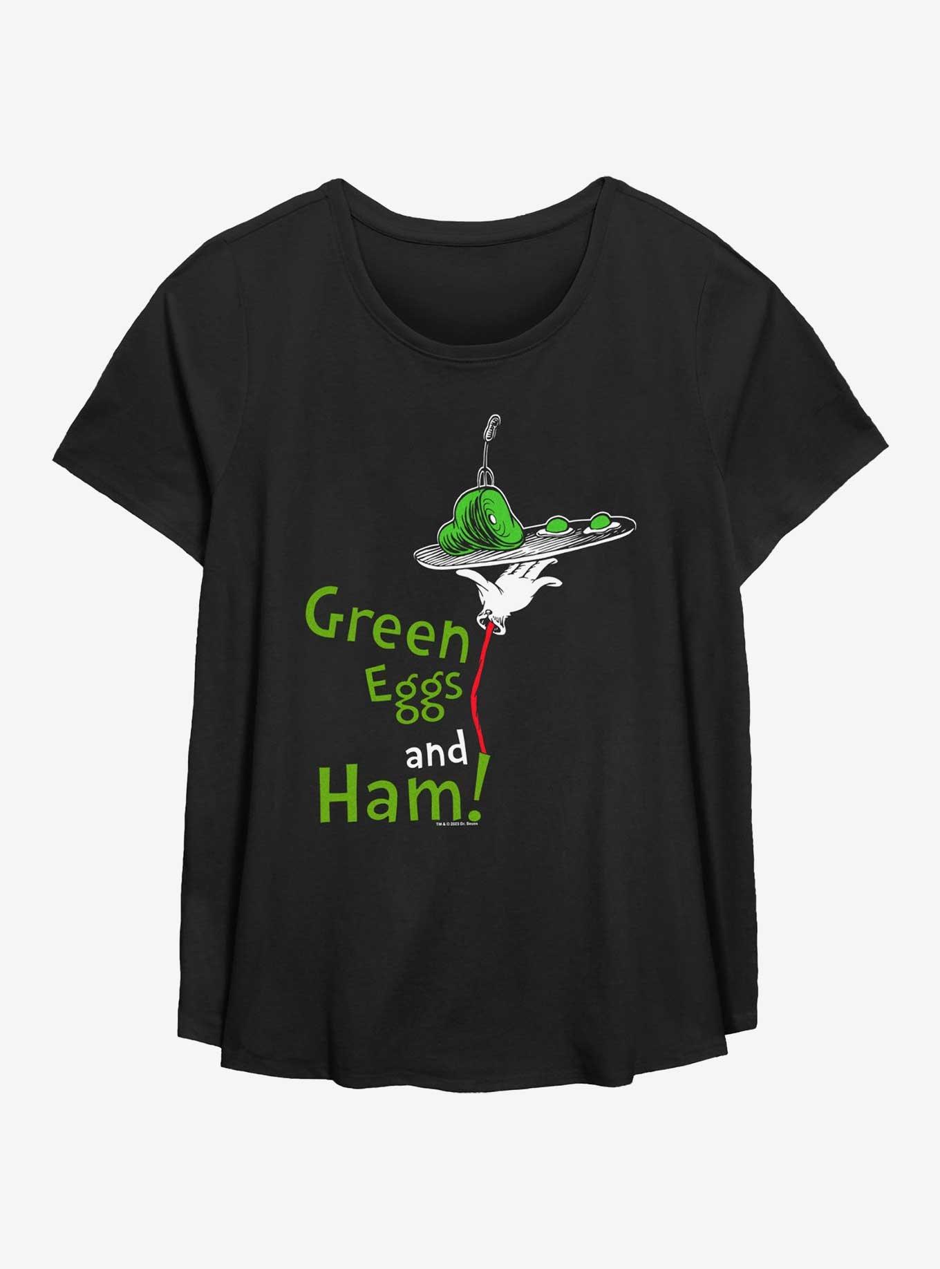 Dr. Seuss Green Eggs & Ham Womens T-Shirt Plus Size, BLACK, hi-res