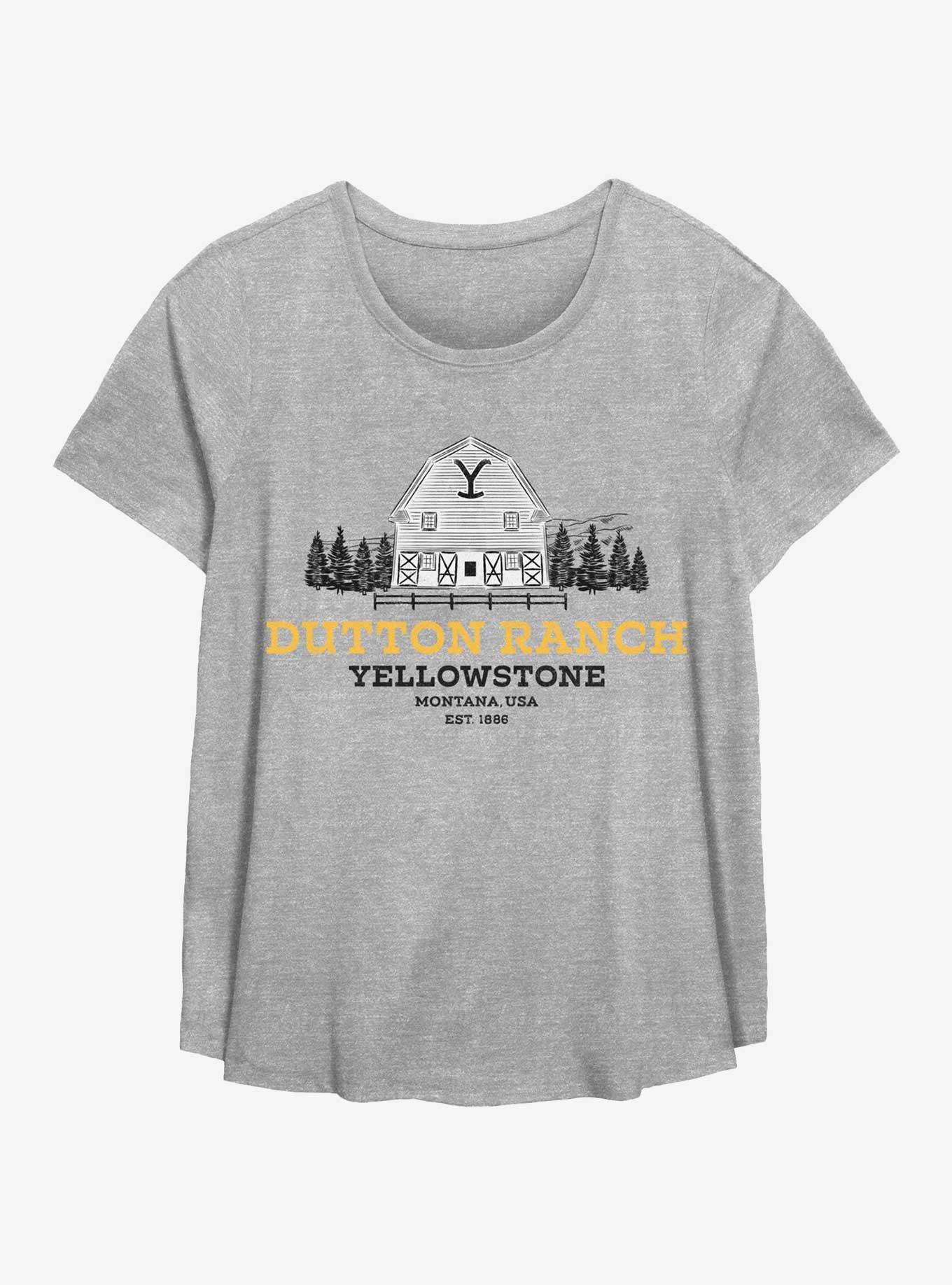 Yellowstone Montana, USA Womens T-Shirt Plus Size, HEATHER GR, hi-res