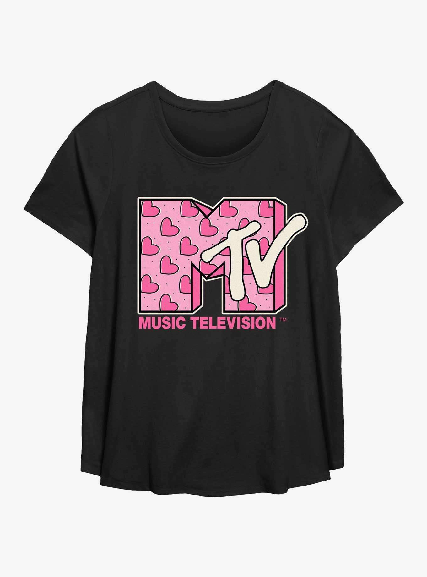 MTV Heart Diagonal Womens T-Shirt Plus Size