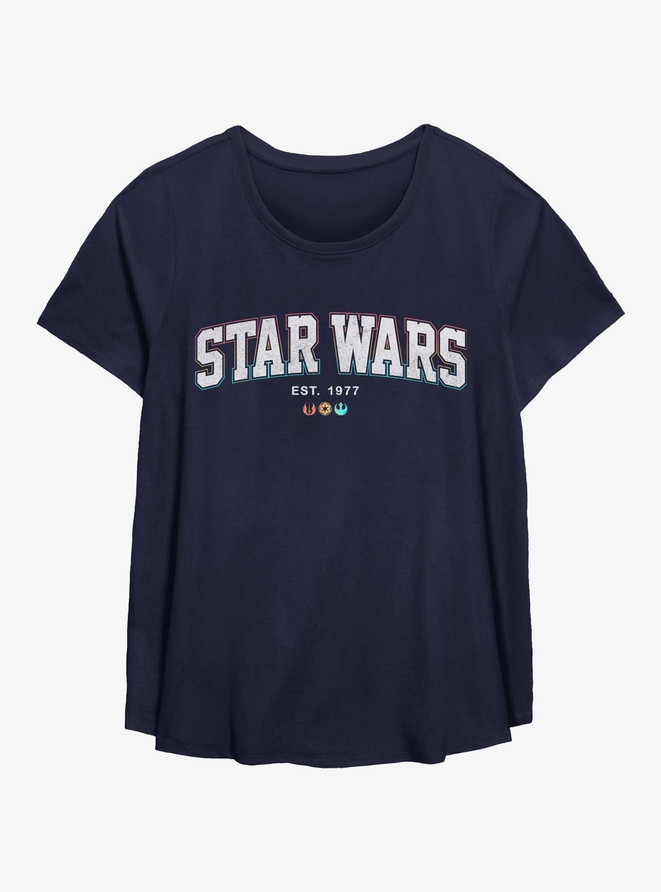 Star Wars Collegiate Letters Womens T-Shirt Plus Size, NAVY, hi-res