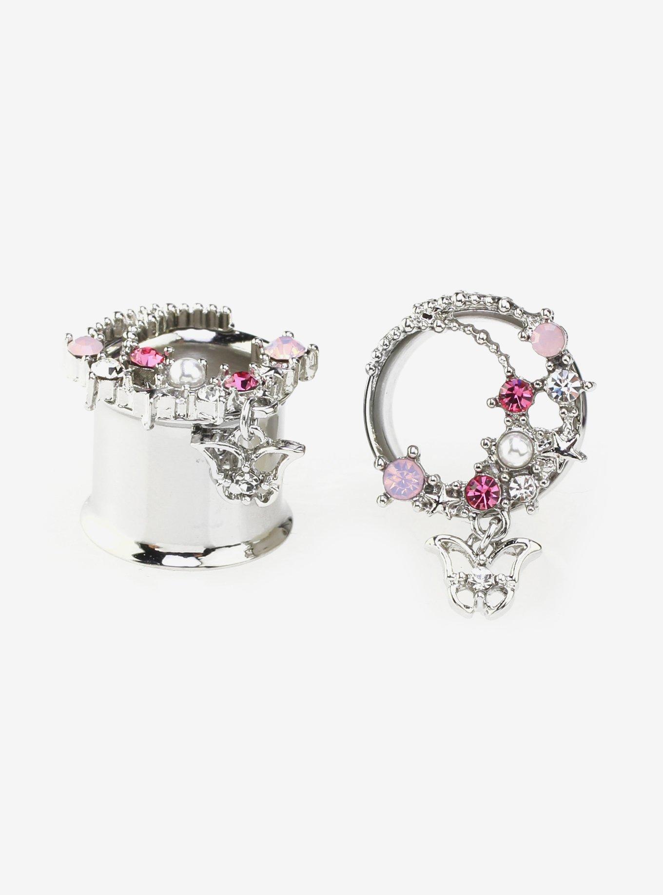 Steel Celestial Butterfly Bling Eyelet Plug 2 Pack, , hi-res