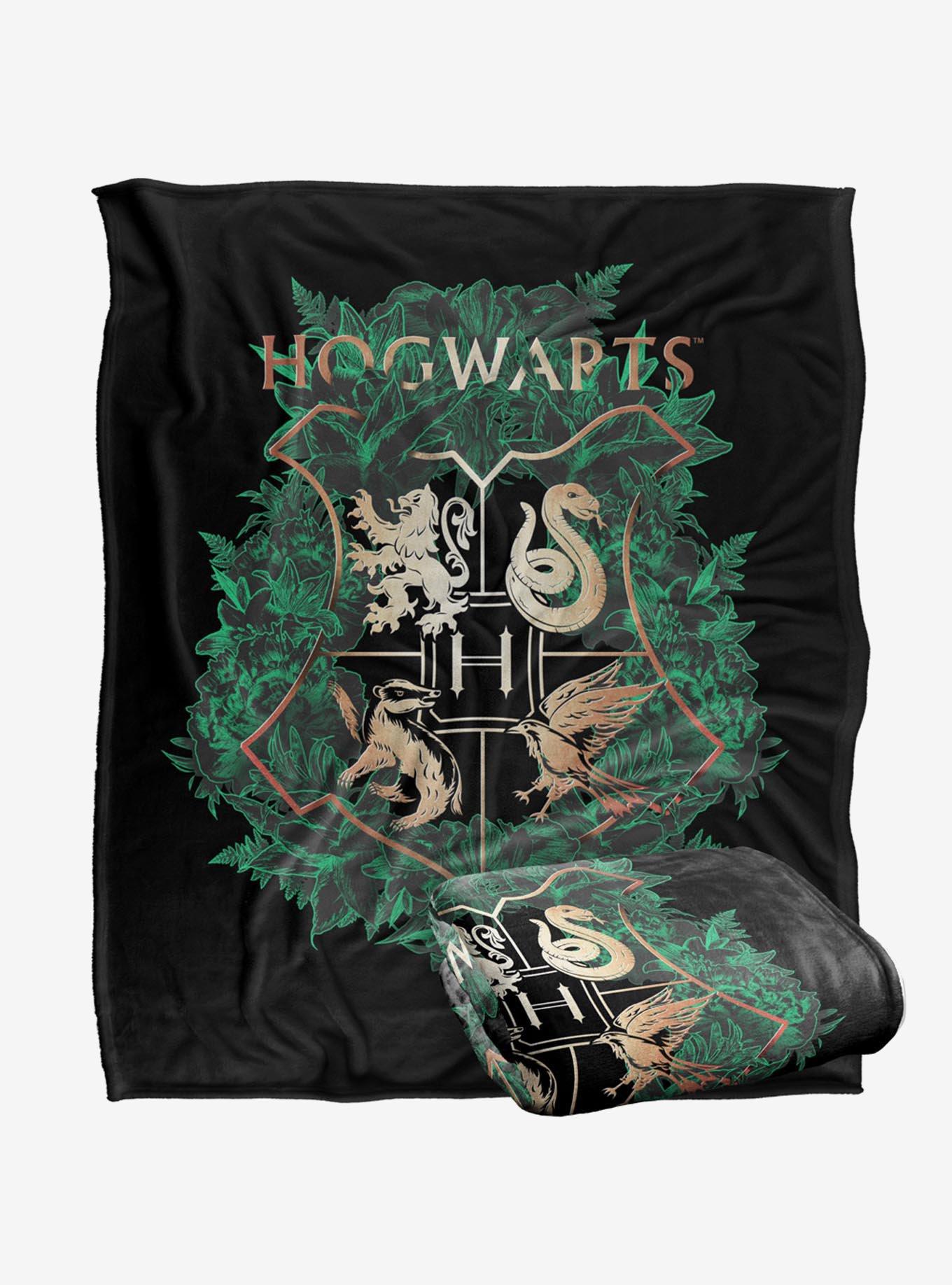 Harry Potter Hogwarts Floral Crest 50x60" Throw Blanket, , hi-res