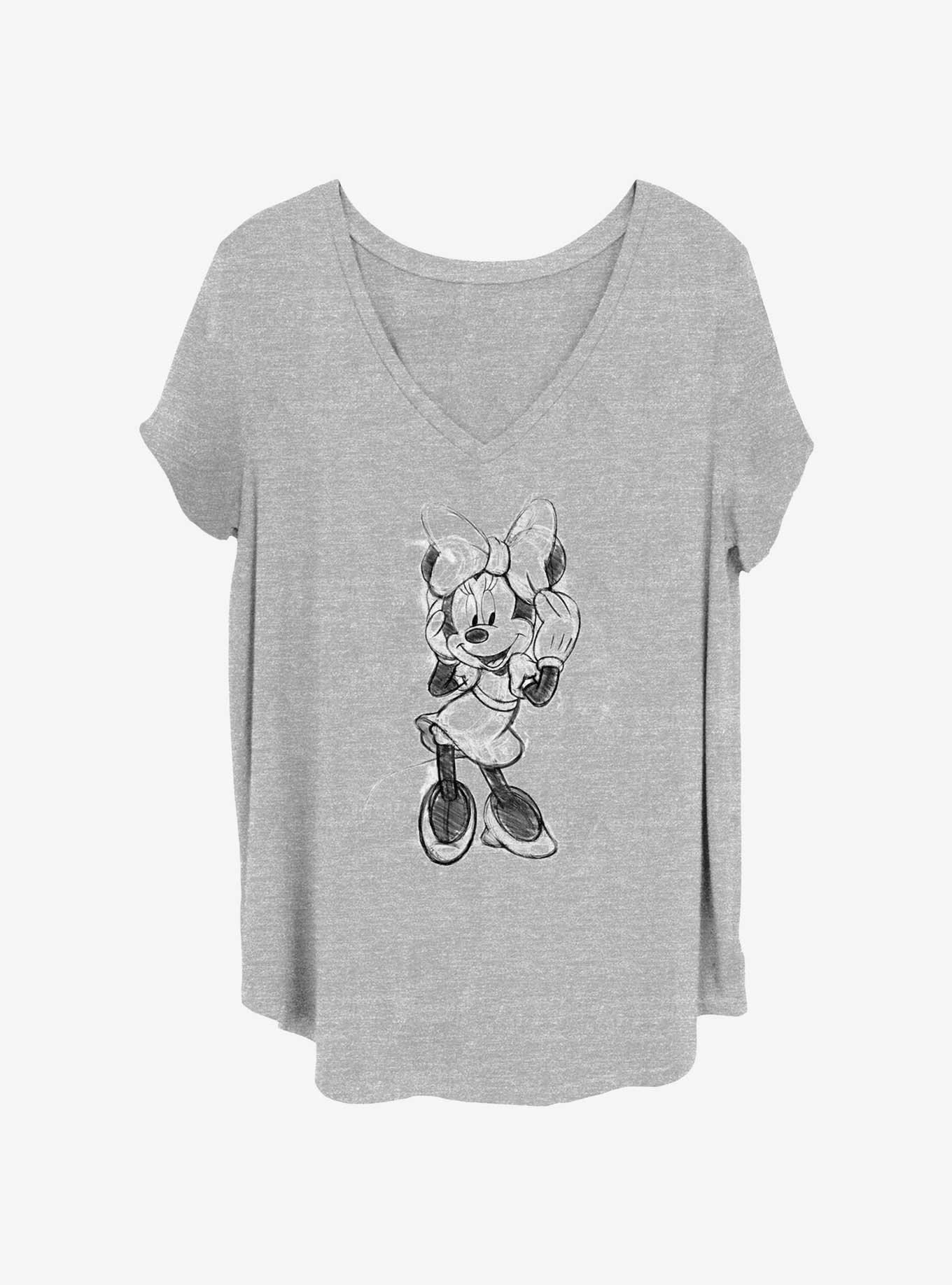 Disney Minnie Mouse Minnie Sketchy Womens T-Shirt Plus Size, HEATHER GR, hi-res