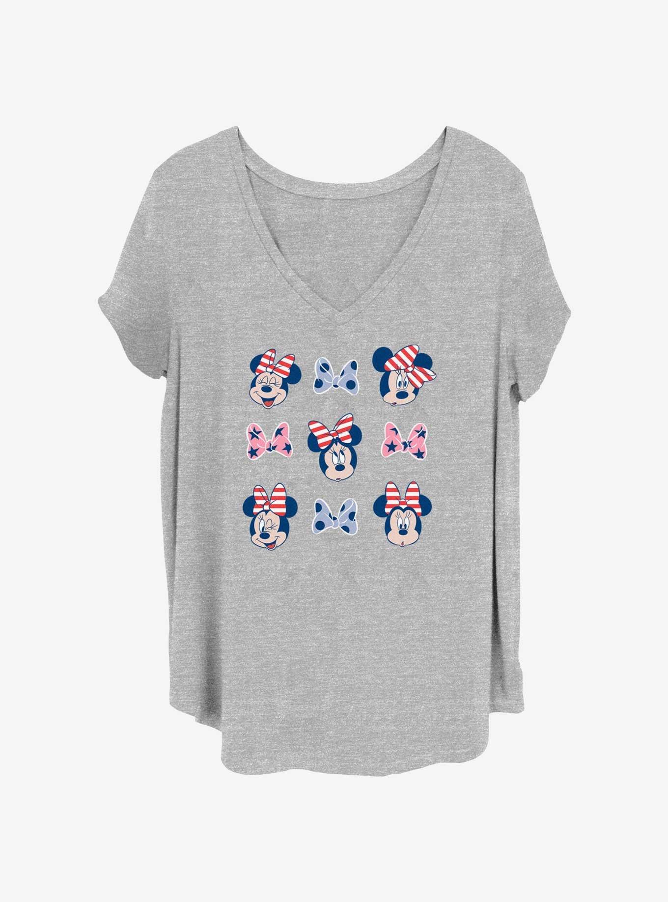 Disney Minnie Mouse Many Minnies Patriotic Womens T-Shirt Plus Size, HEATHER GR, hi-res