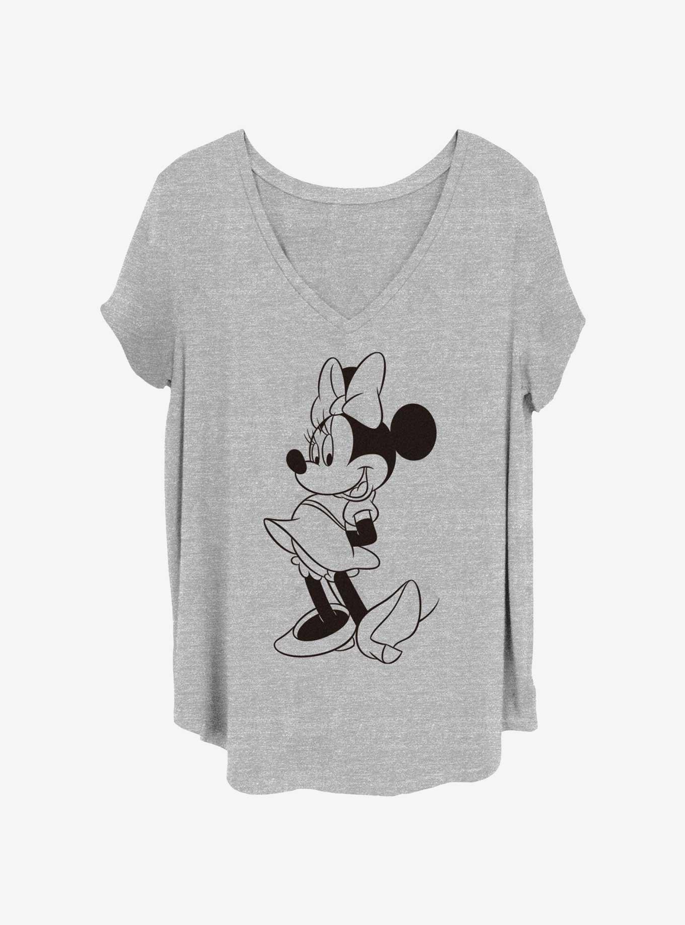 Disney Minnie Mouse Outline Pose Womens T-Shirt Plus Size, HEATHER GR, hi-res