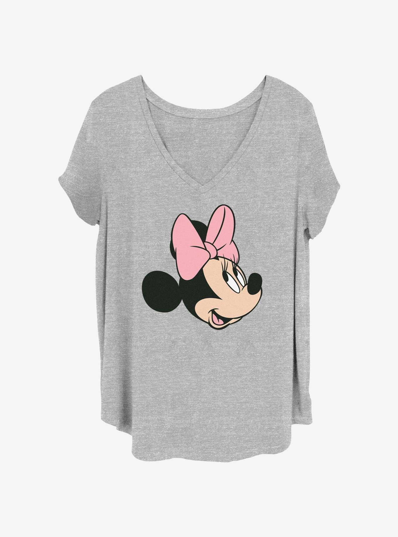 Disney Minnie Mouse Minnie Face Womens T-Shirt Plus Size, HEATHER GR, hi-res