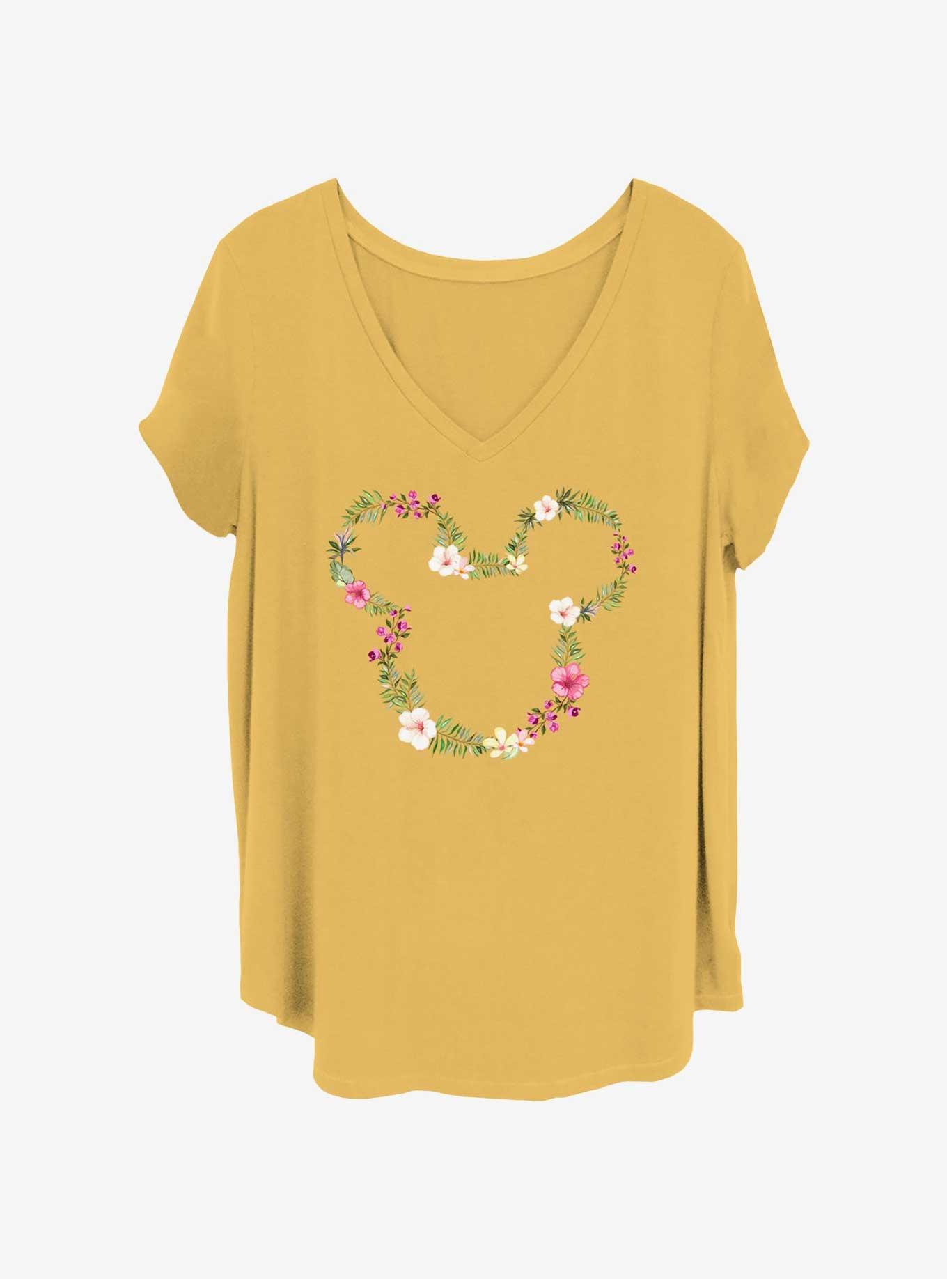 Disney Mickey Mouse Floral Mickey Head Girls T-Shirt Plus Size, , hi-res