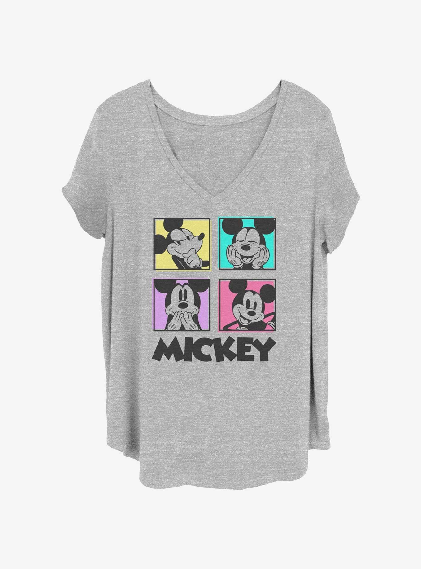 Disney Mickey Mouse Neon Mickey Squares Girls T-Shirt Plus Size, HEATHER GR, hi-res