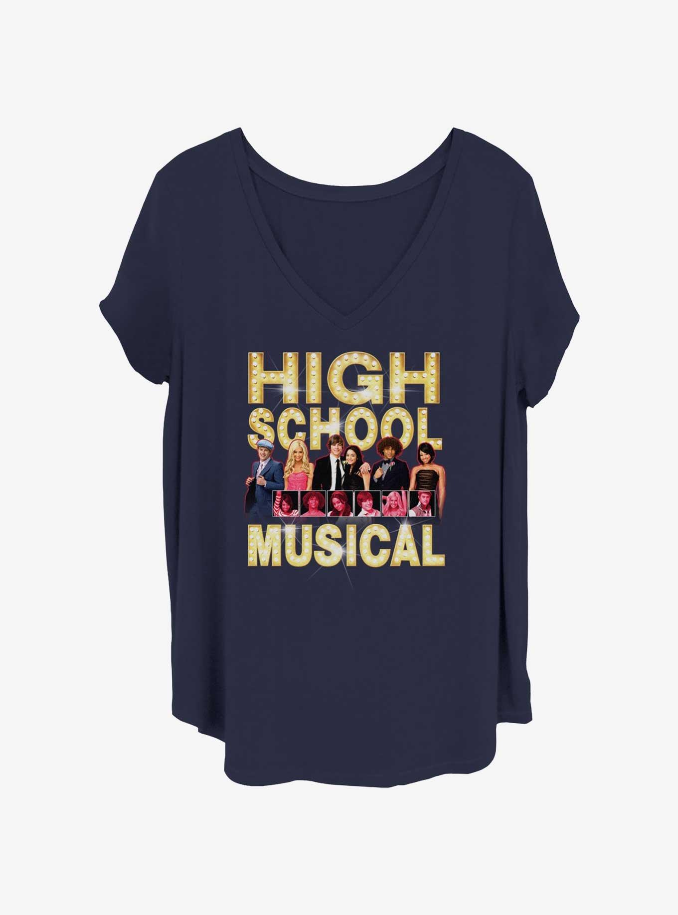 Disney High School Musical Boxes Group Cast Womens T-Shirt Plus Size, NAVY, hi-res