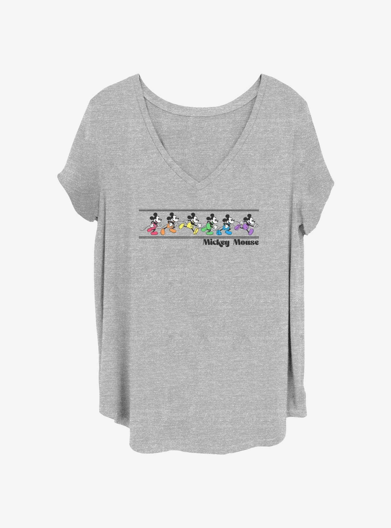 Disney Mickey Mouse Rainbow Mickeys Girls T-Shirt Plus Size, HEATHER GR, hi-res