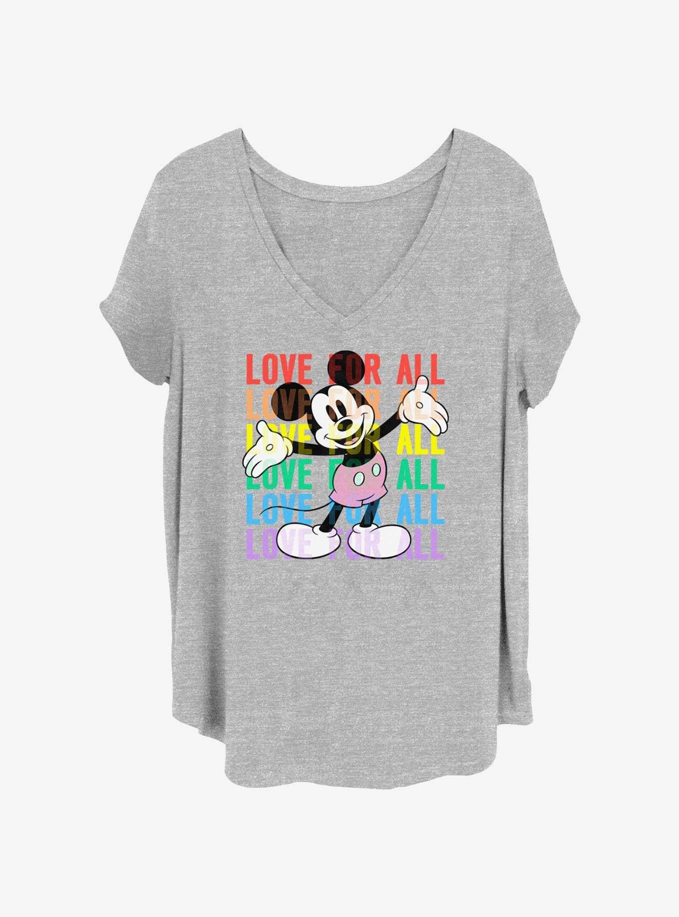 Disney Mickey Mouse Love For All Womens T-Shirt Plus Size, HEATHER GR, hi-res