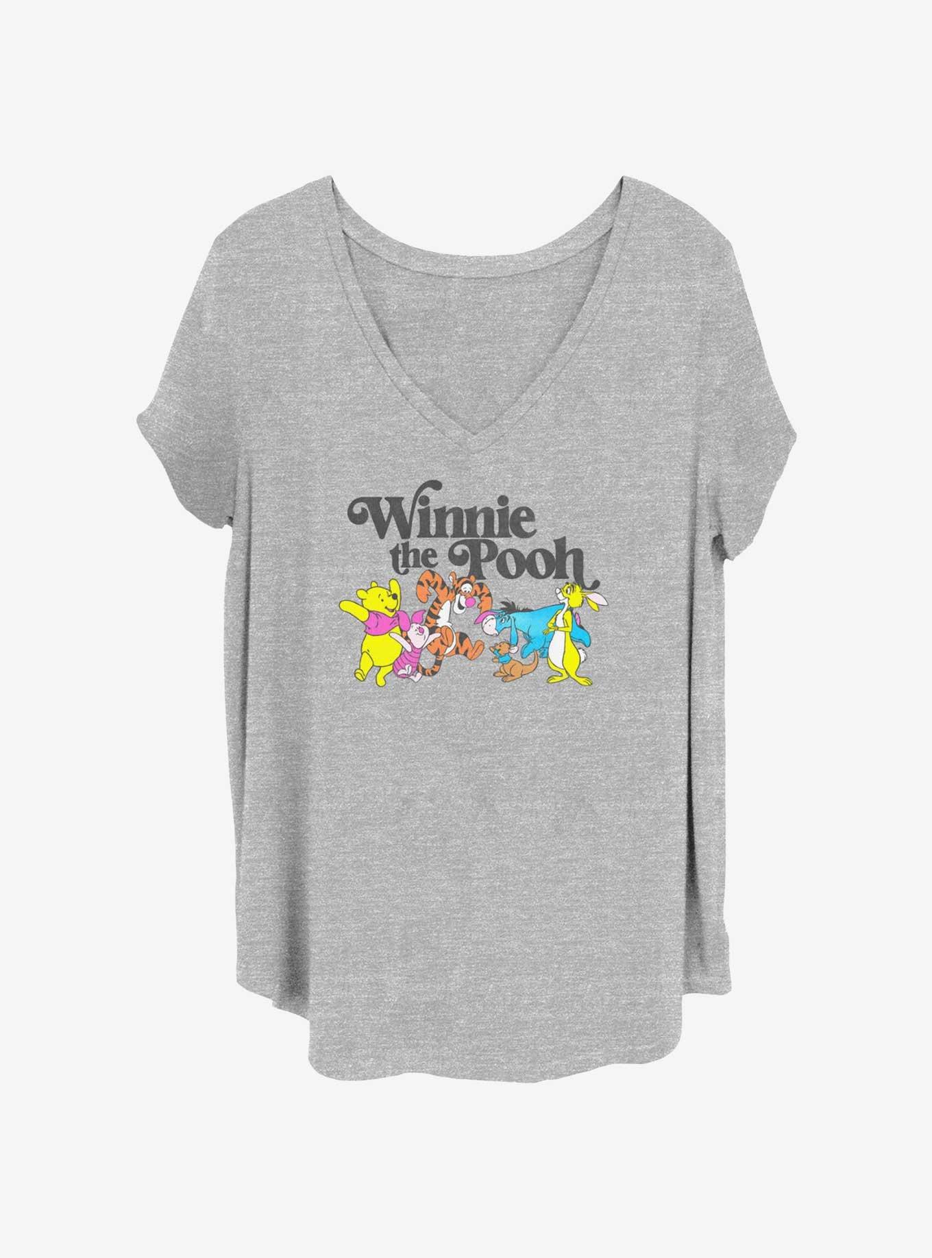 Disney Winnie The Pooh Neon Group Womens T-Shirt Plus Size, HEATHER GR, hi-res