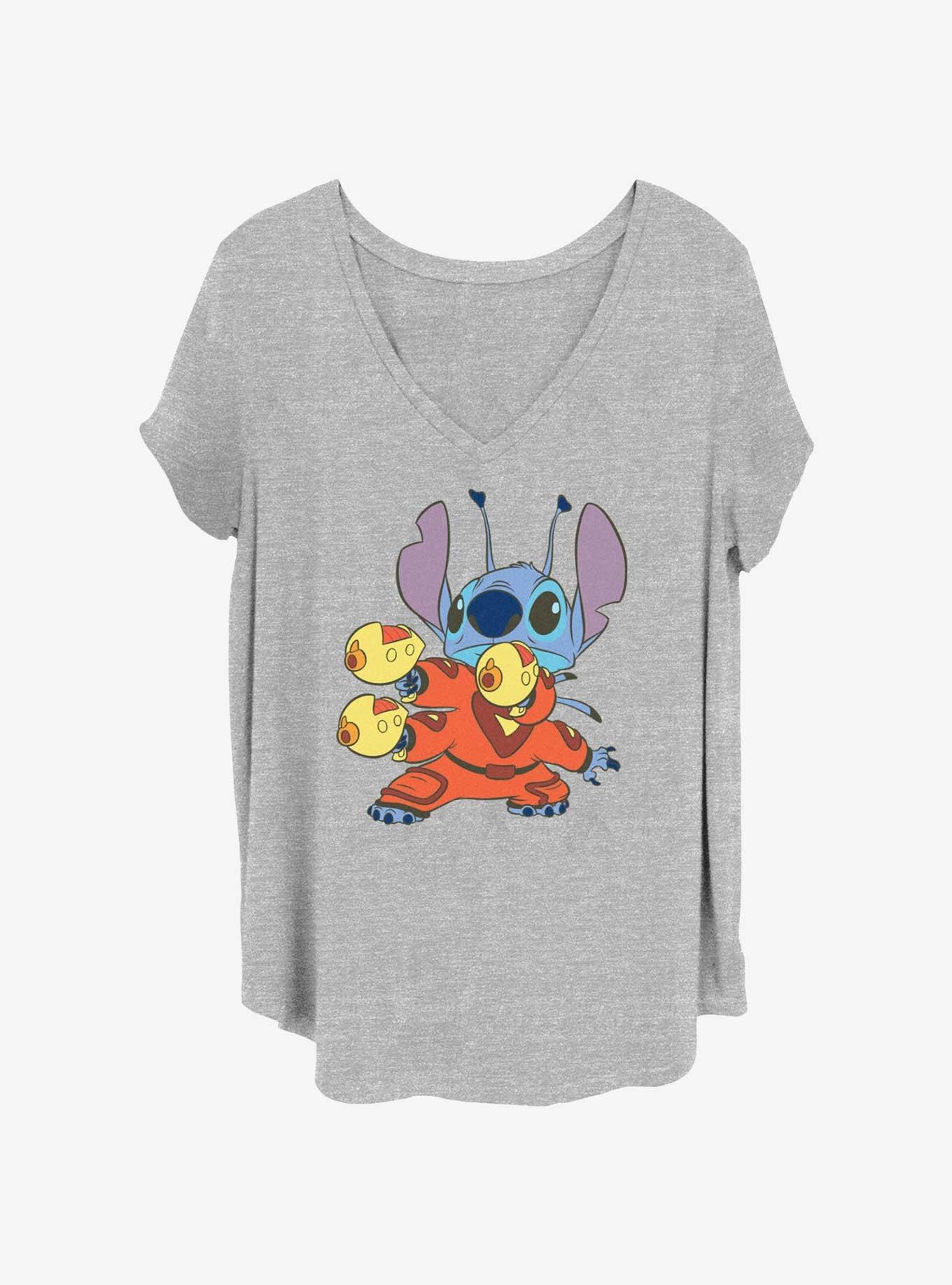 Disney Lilo & Stitch Gun Pose Girls T-Shirt Plus Size, HEATHER GR, hi-res