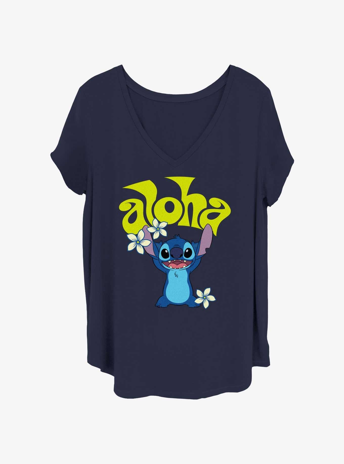 Disney Lilo & Stitch Aloha Stitch Flowers Girls T-Shirt Plus Size, , hi-res