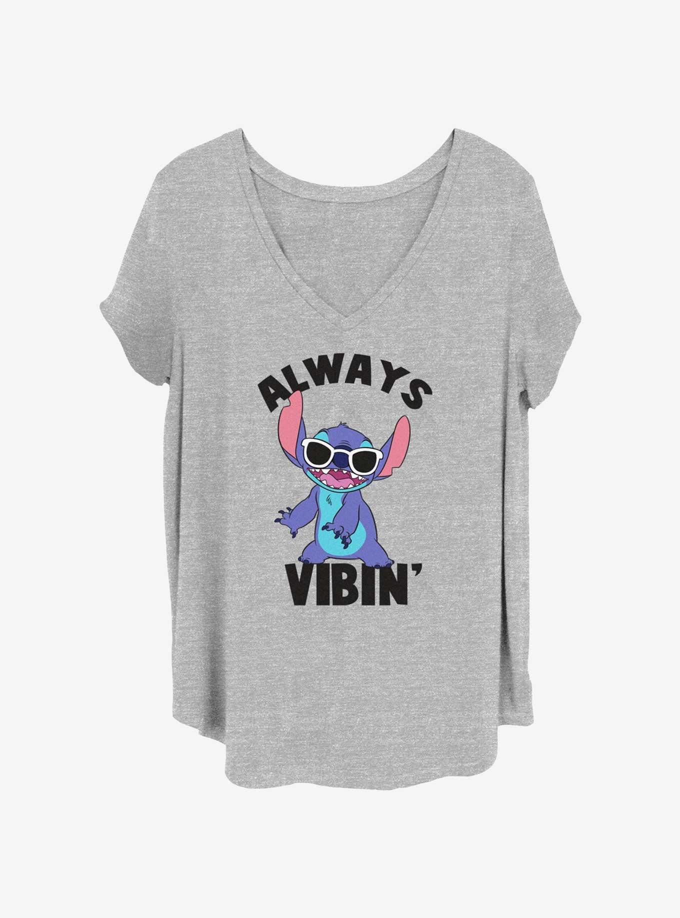 Disney Lilo & Stitch Always Vibin Stitch Womens T-Shirt Plus Size, HEATHER GR, hi-res