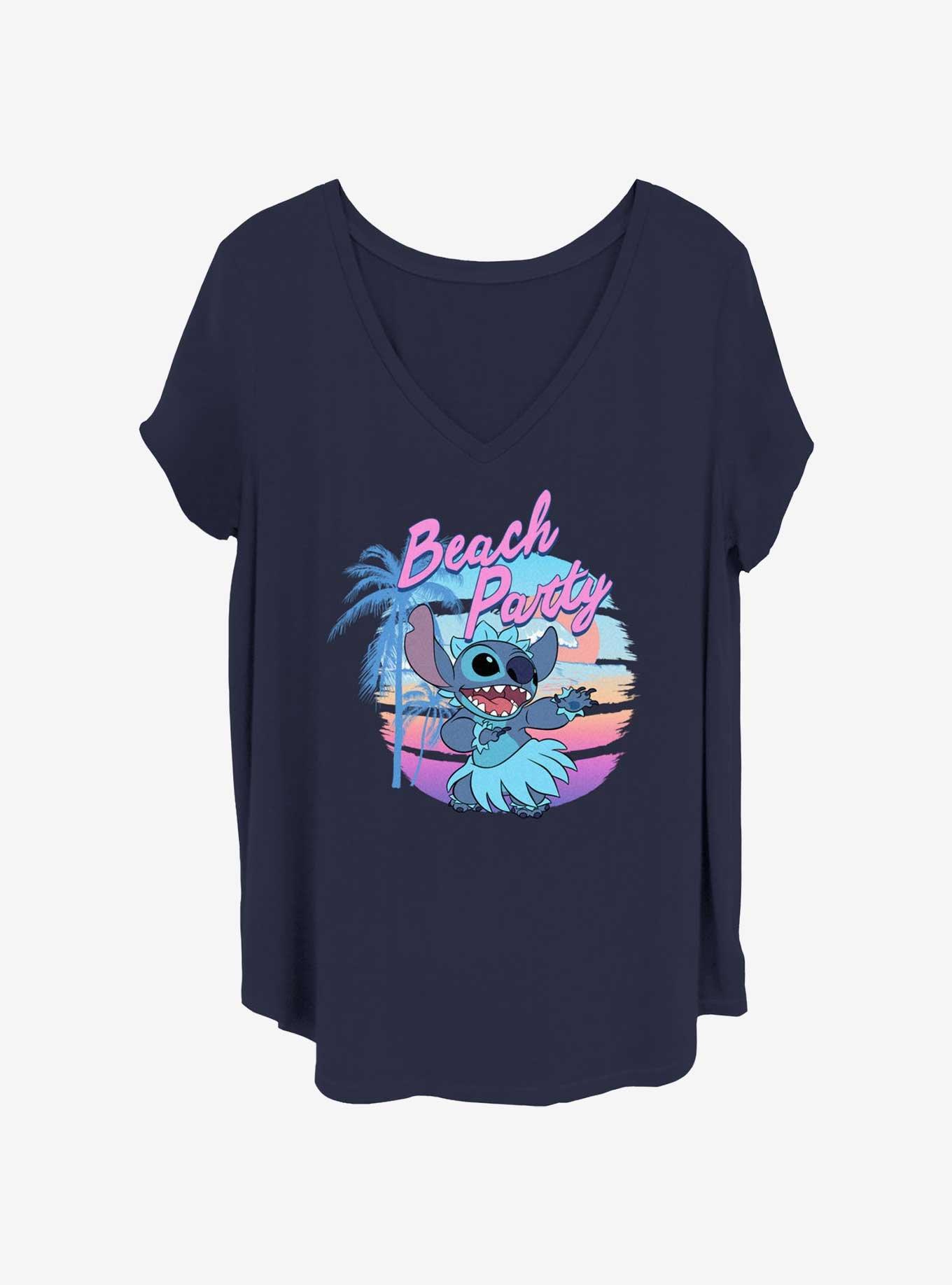 Disney Lilo & Stitch Beach Party Stitch Womens T-Shirt Plus Size, NAVY, hi-res