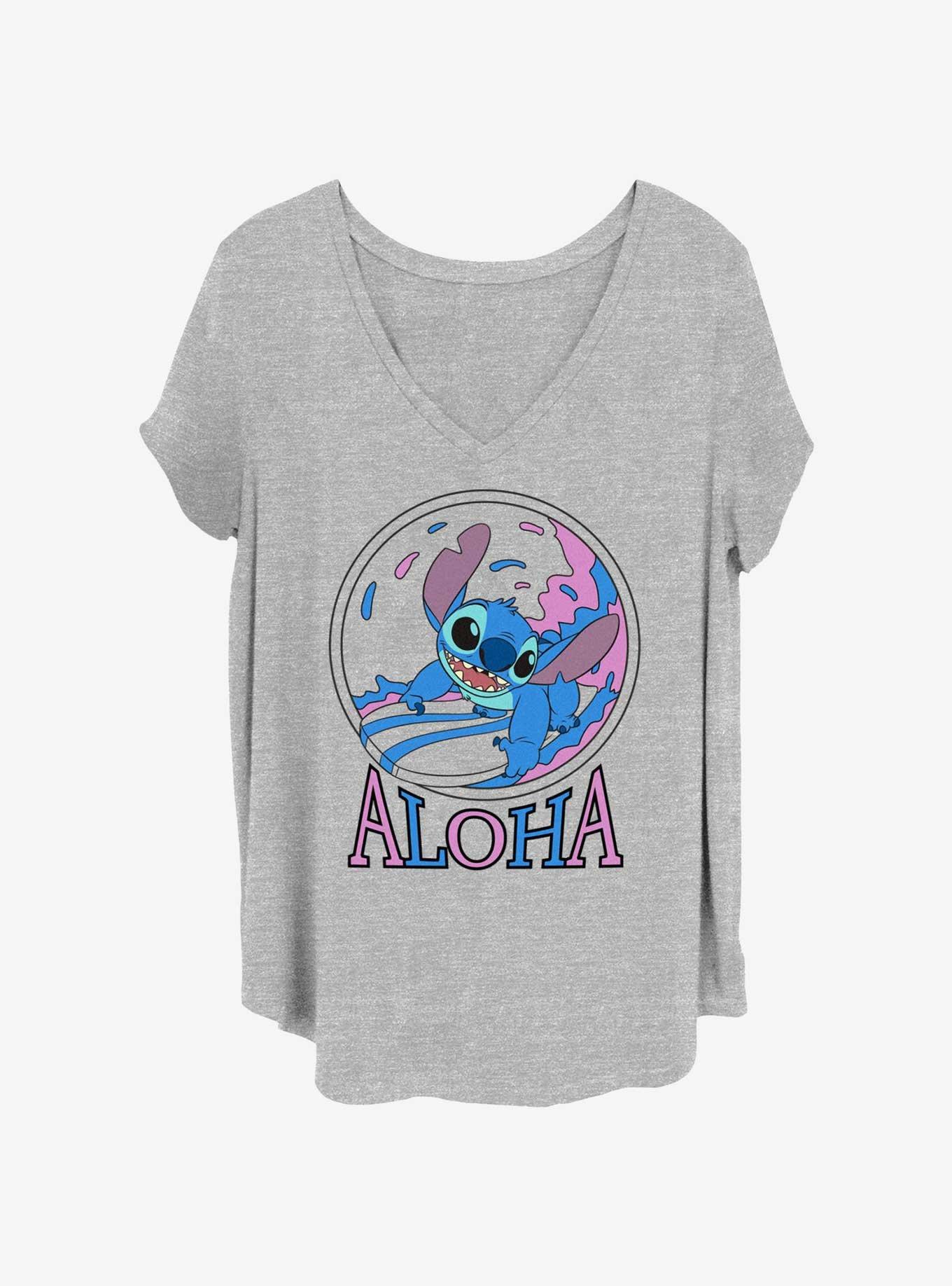 Disney Lilo & Stitch Aloha Surf Girls T-Shirt Plus Size, HEATHER GR, hi-res