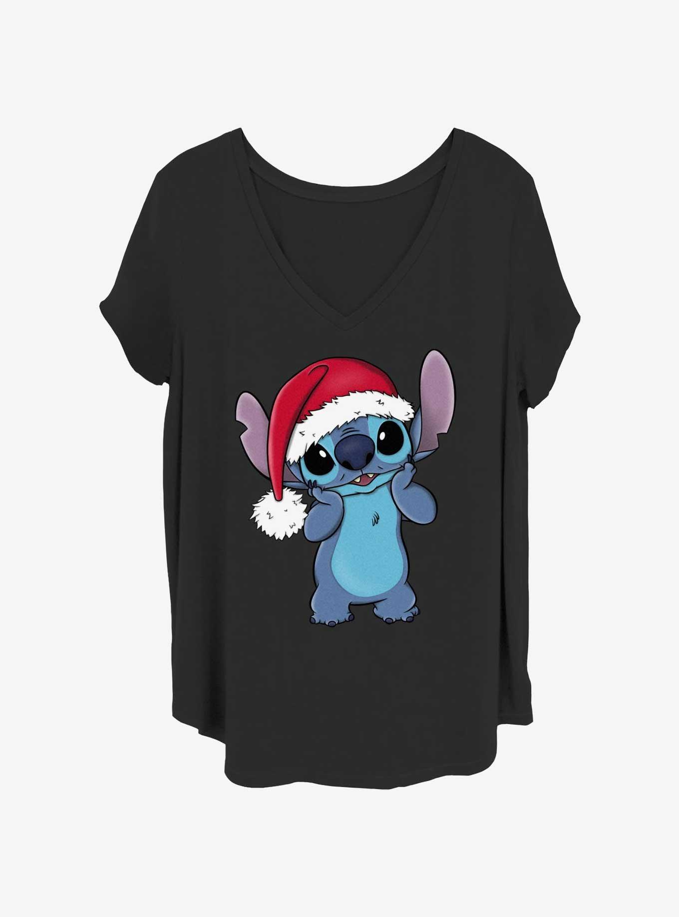 Disney Lilo & Stitch Santa Hat Womens T-Shirt Plus Size, , hi-res