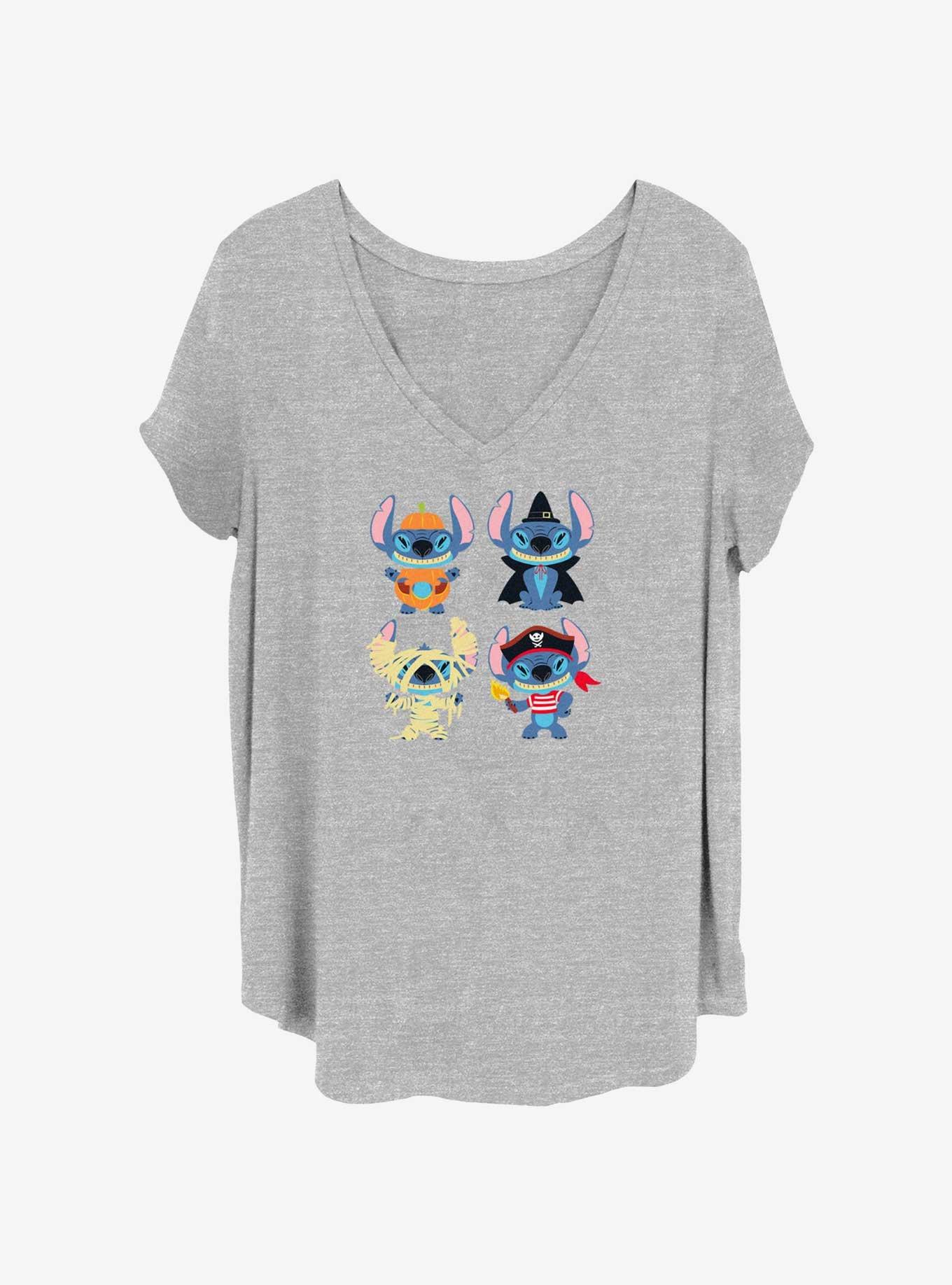 Disney Lilo & Stitch Halloween Grid Girls T-Shirt Plus Size, HEATHER GR, hi-res