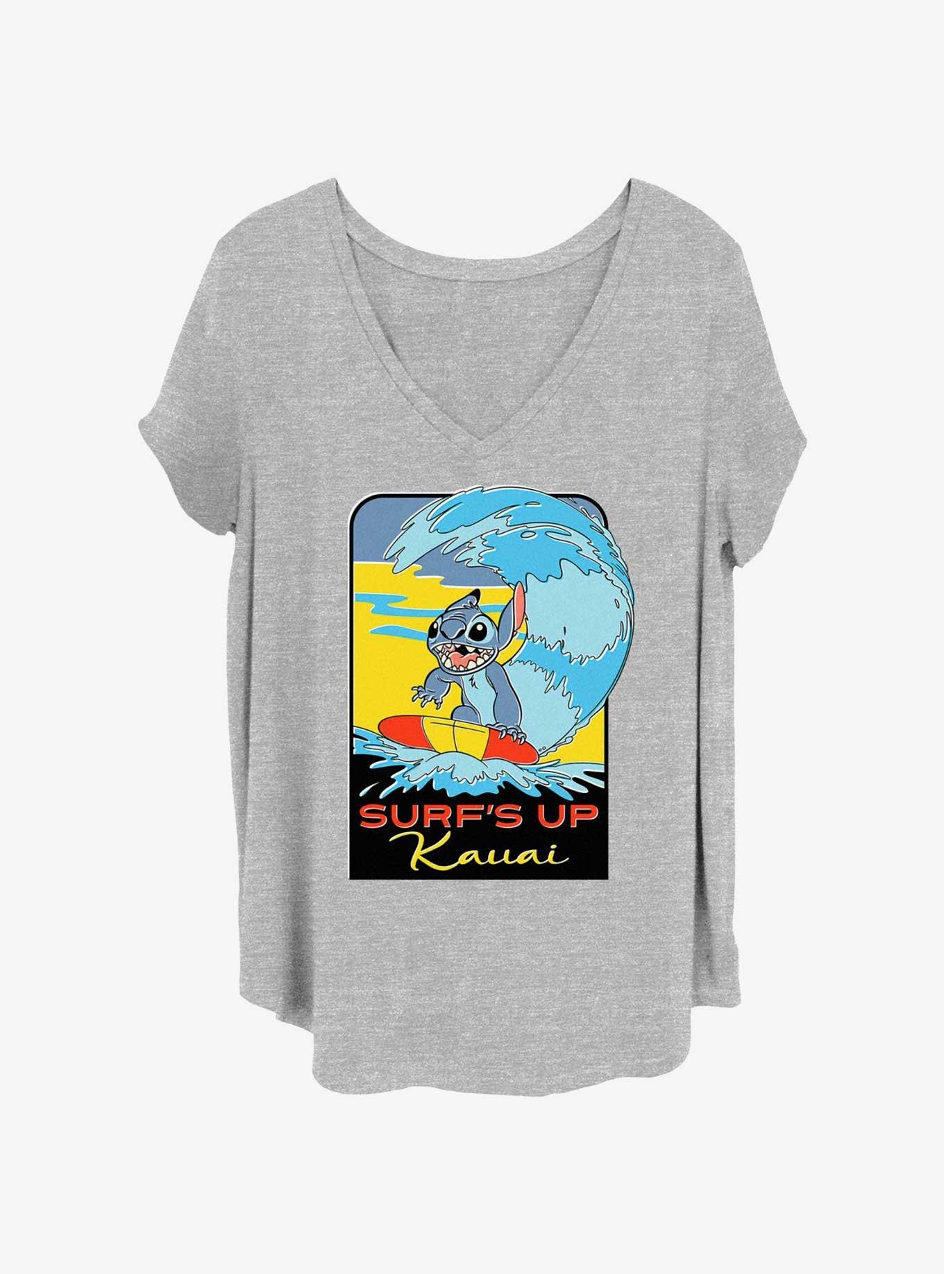 Disney Lilo & Stitch Surfs Up Womens T-Shirt Plus Size, HEATHER GR, hi-res