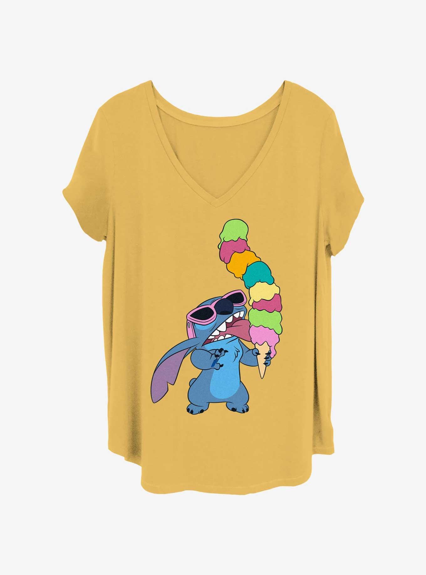 Disney Lilo & Stitch With Ice Cream Womens T-Shirt Plus