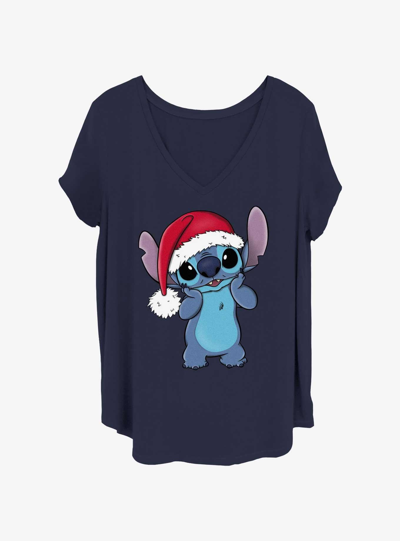 Disney Lilo & Stitch Santa Hat Girls T-Shirt Plus Size, NAVY, hi-res