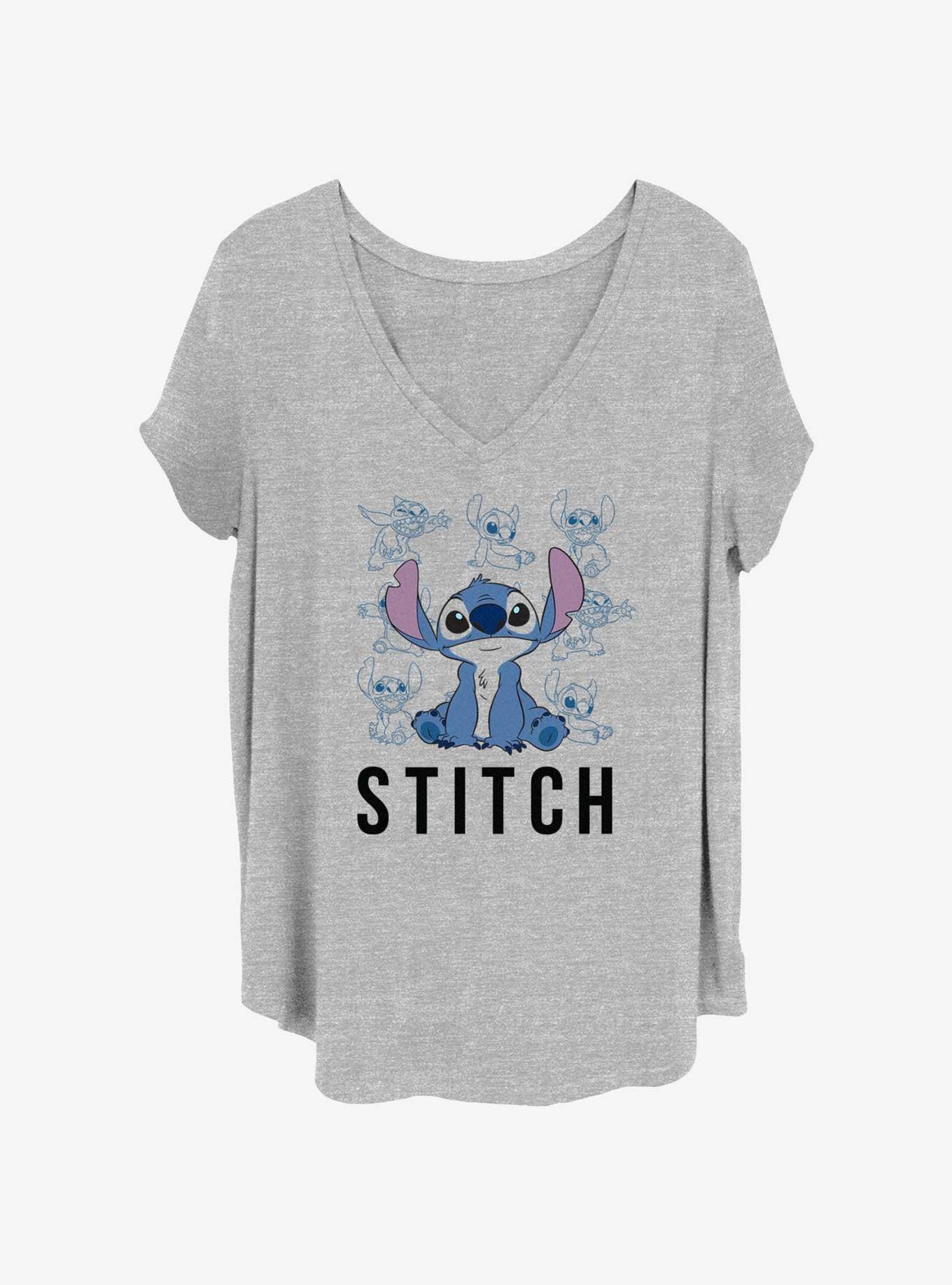 Disney Lilo & Stitch Cute Poses Womens T-Shirt Plus Size, HEATHER GR, hi-res