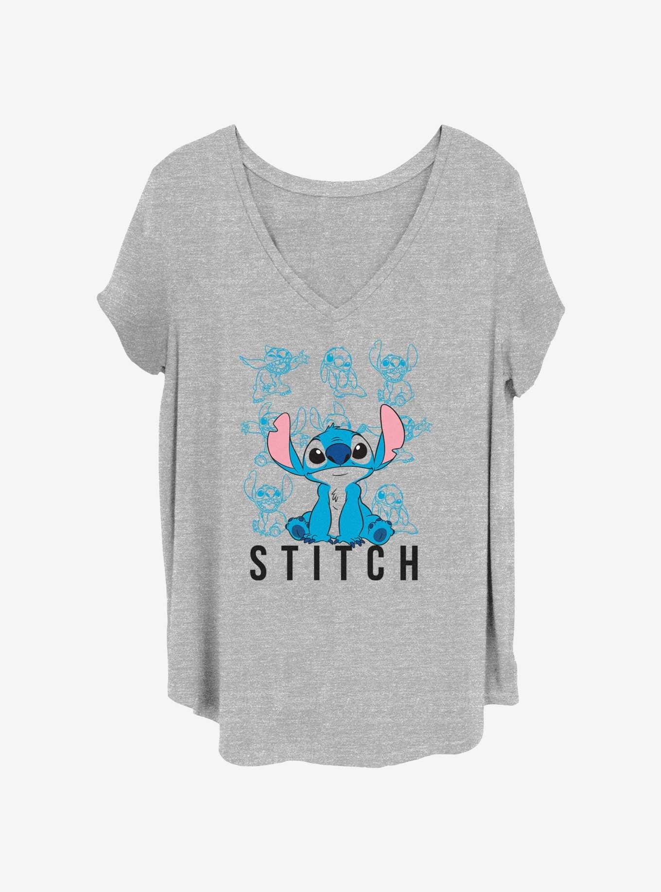 Disney Lilo & Stitch Cute Pose Womens T-Shirt Plus Size, HEATHER GR, hi-res